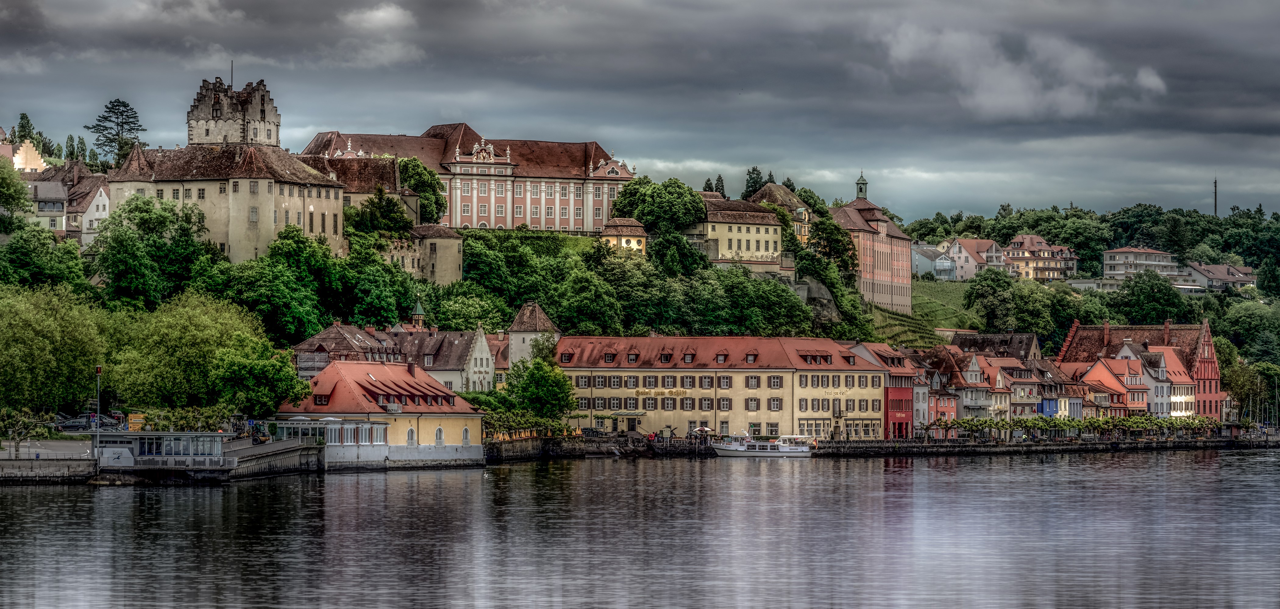 Meersburg Germany Houses on River HDR HD Wallpaper