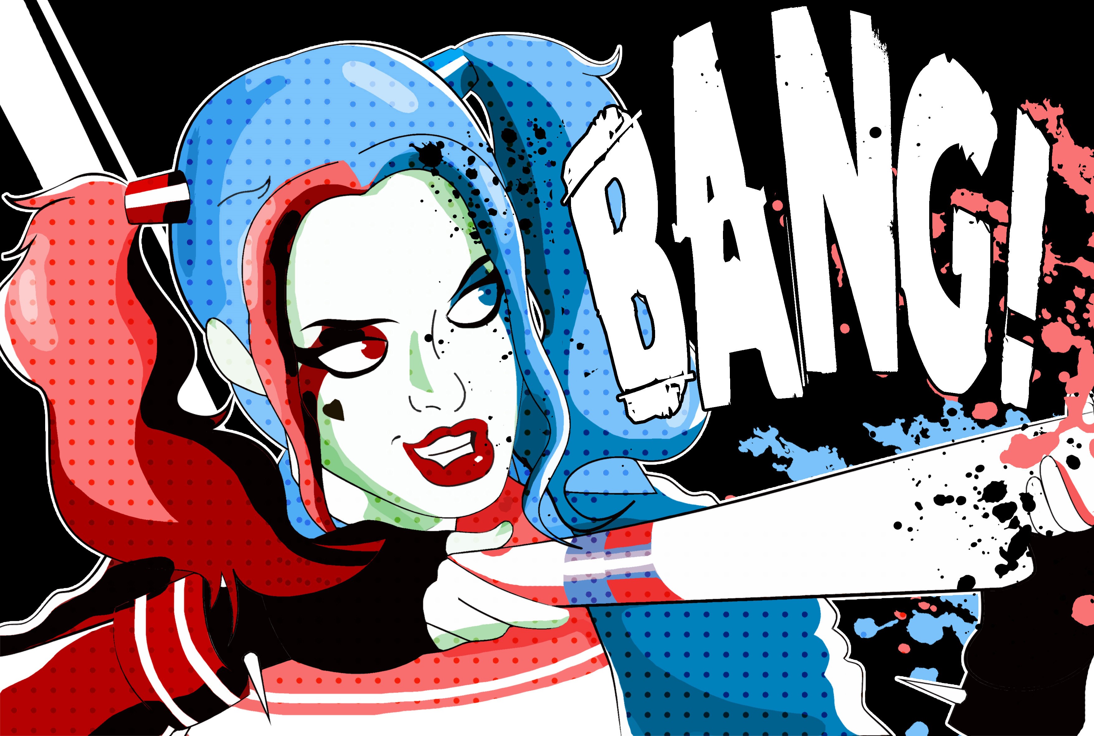 Harley Quinn from Suicide Squad with a baseball bat HD Wallpaper