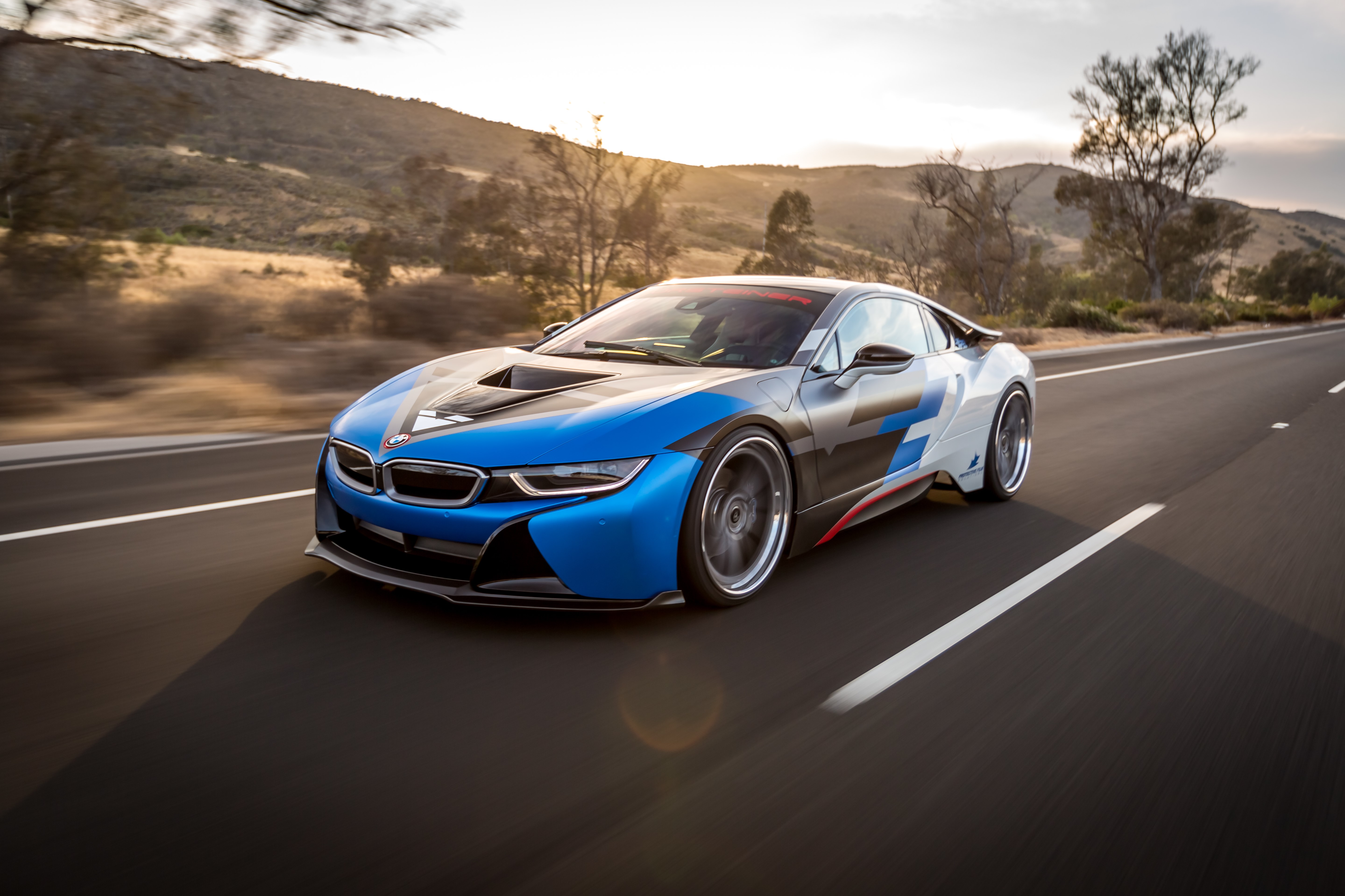 BMW i8 on a Road HD Wallpaper