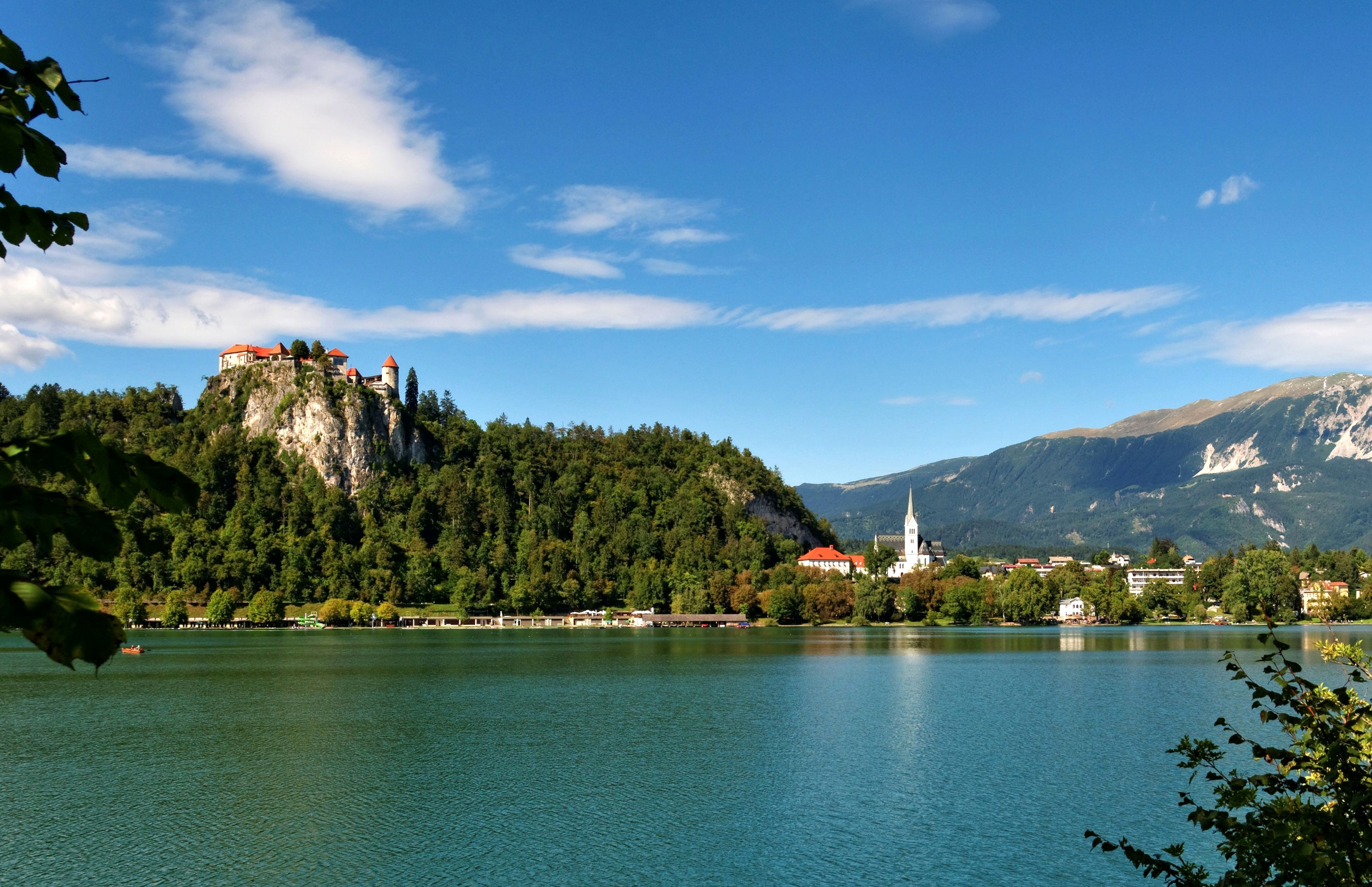 Bled Castle overlooking Lake Bled, Slovenia HD Wallpaper