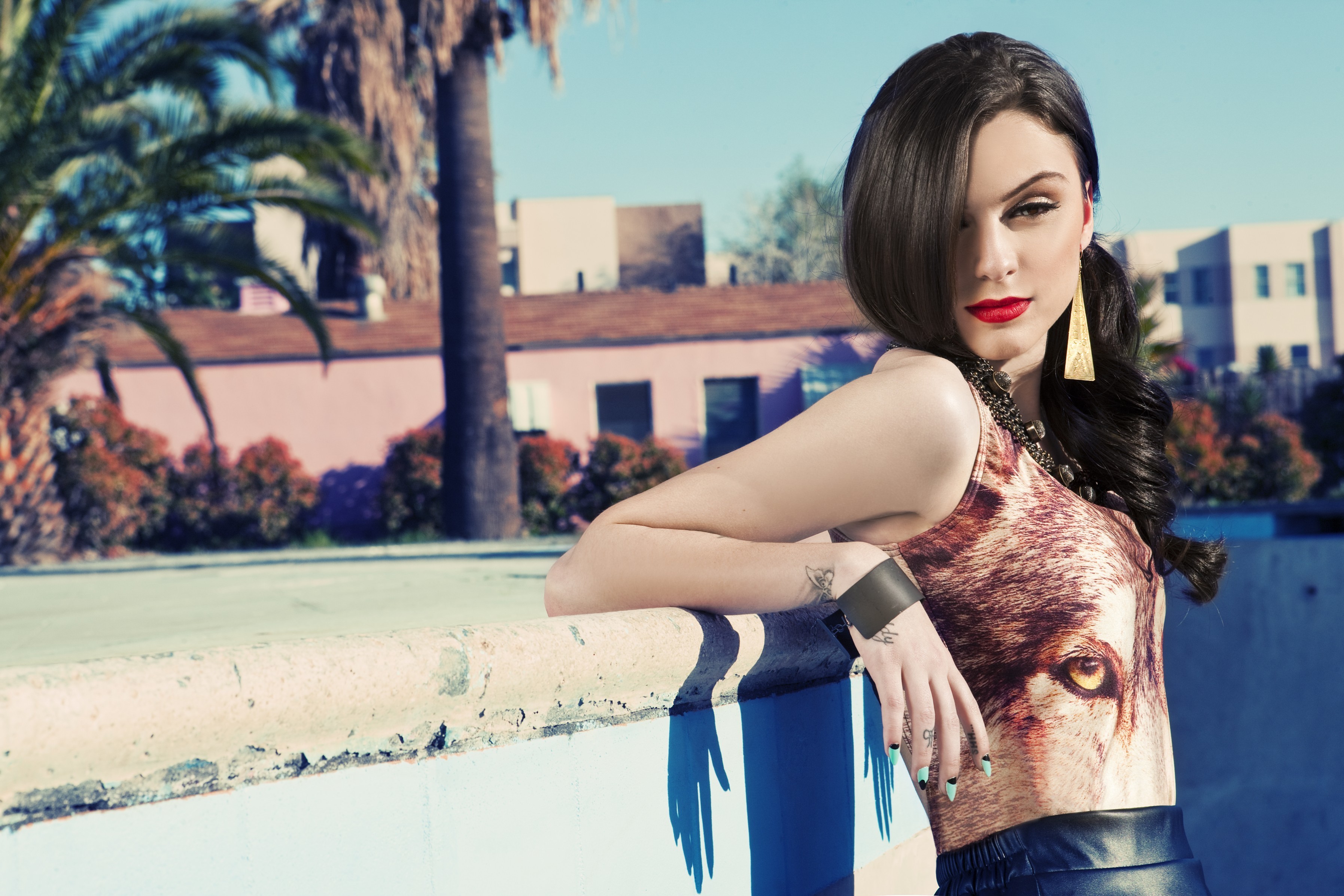 Cher Lloyd posing outdoors HD Wallpaper