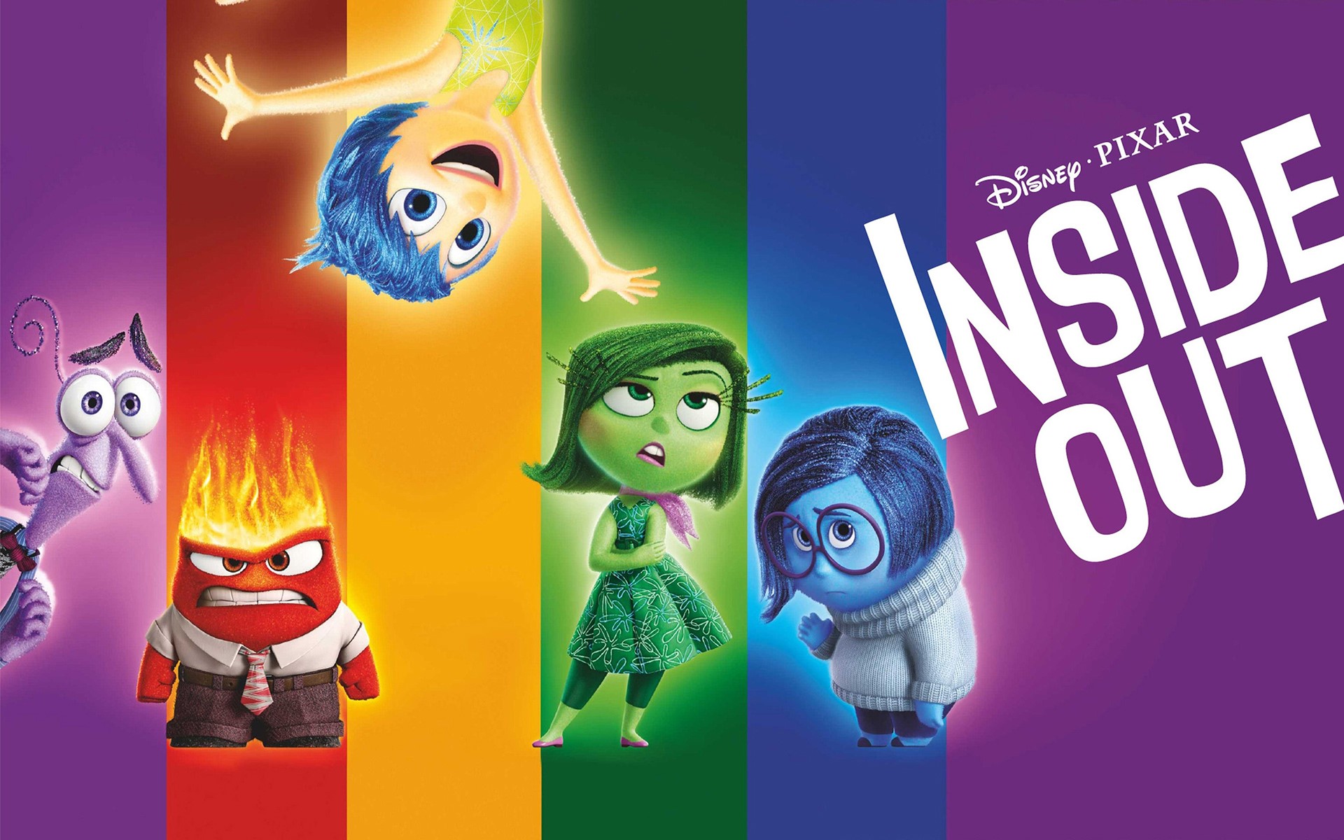 Inside Out characters: Fear, Anger, Joy, Disgust, Sadness HD Wallpaper