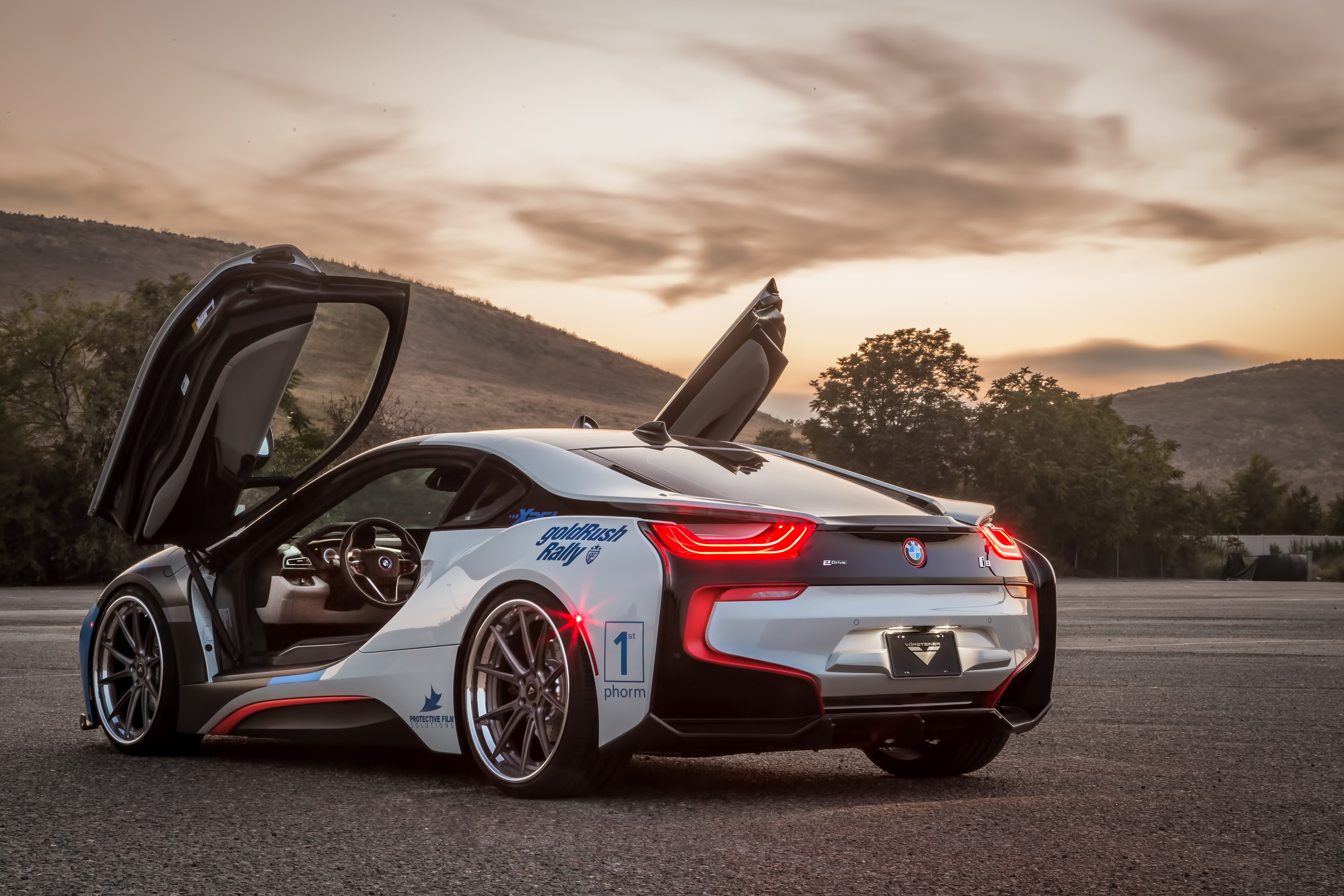 BMW i8 Vorsteiner with butterfly doors open HD Wallpaper
