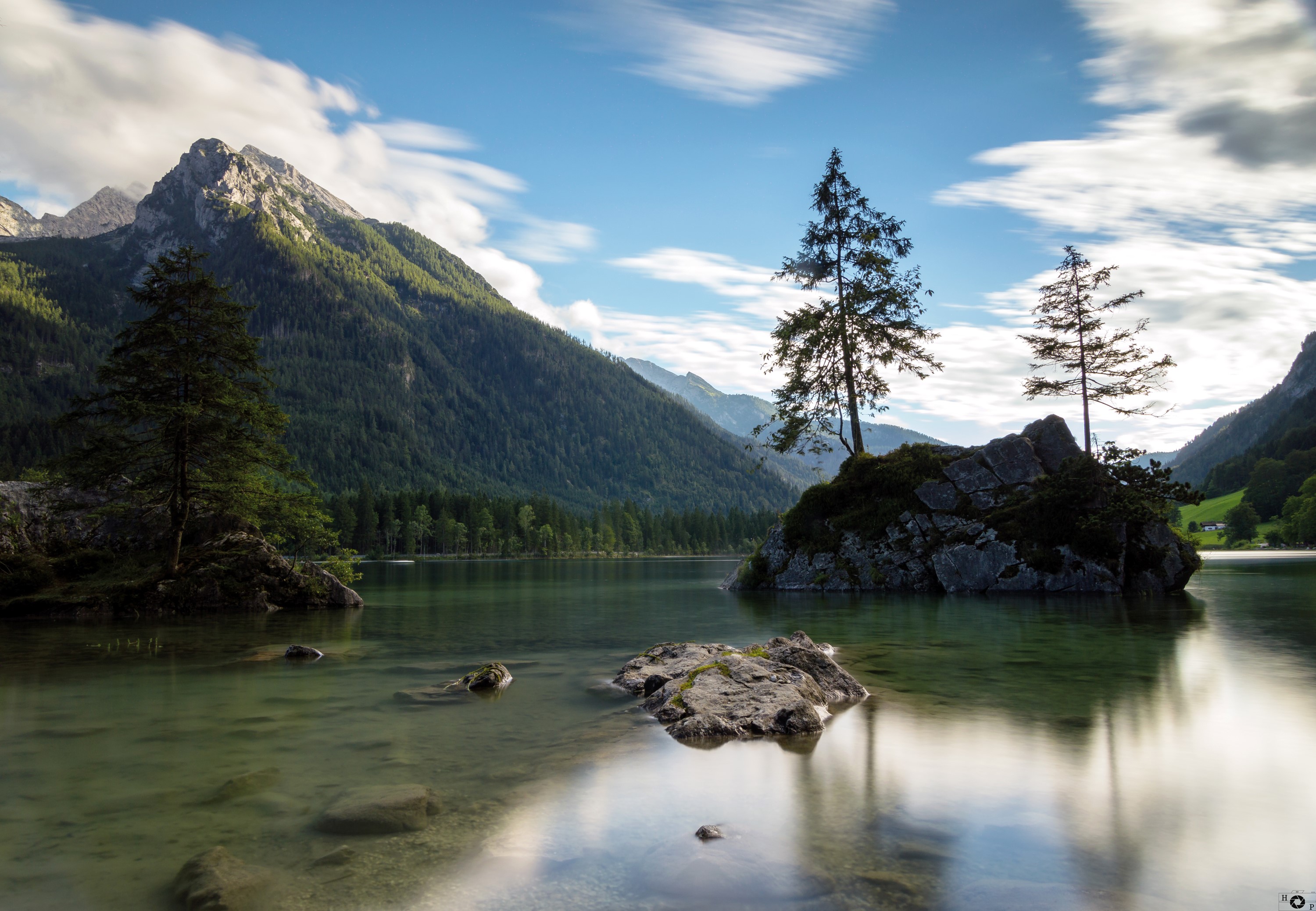 Lake Hintersee with Mountains and Trees, Ramsau, Austria HD Wallpaper