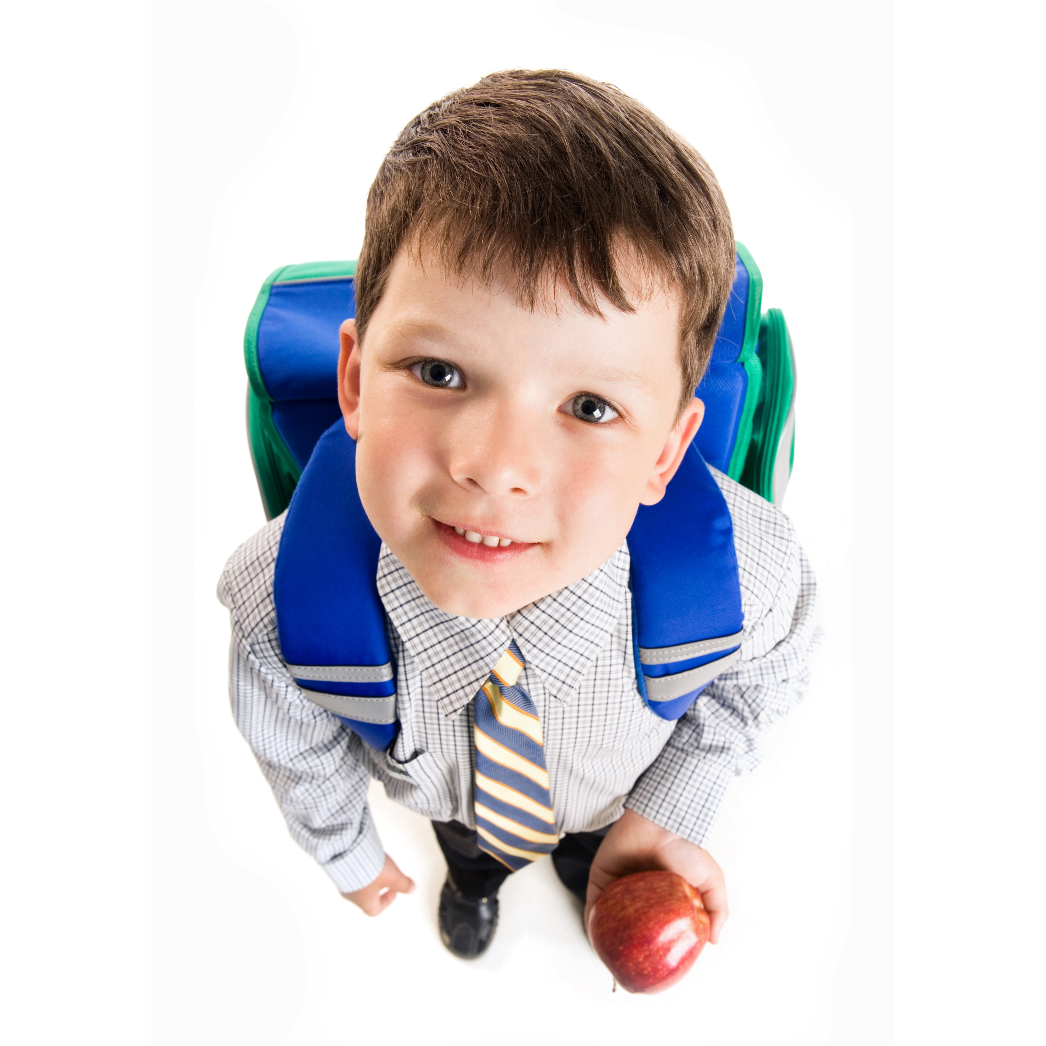 Boy with Backpack and Apple HD Wallpaper