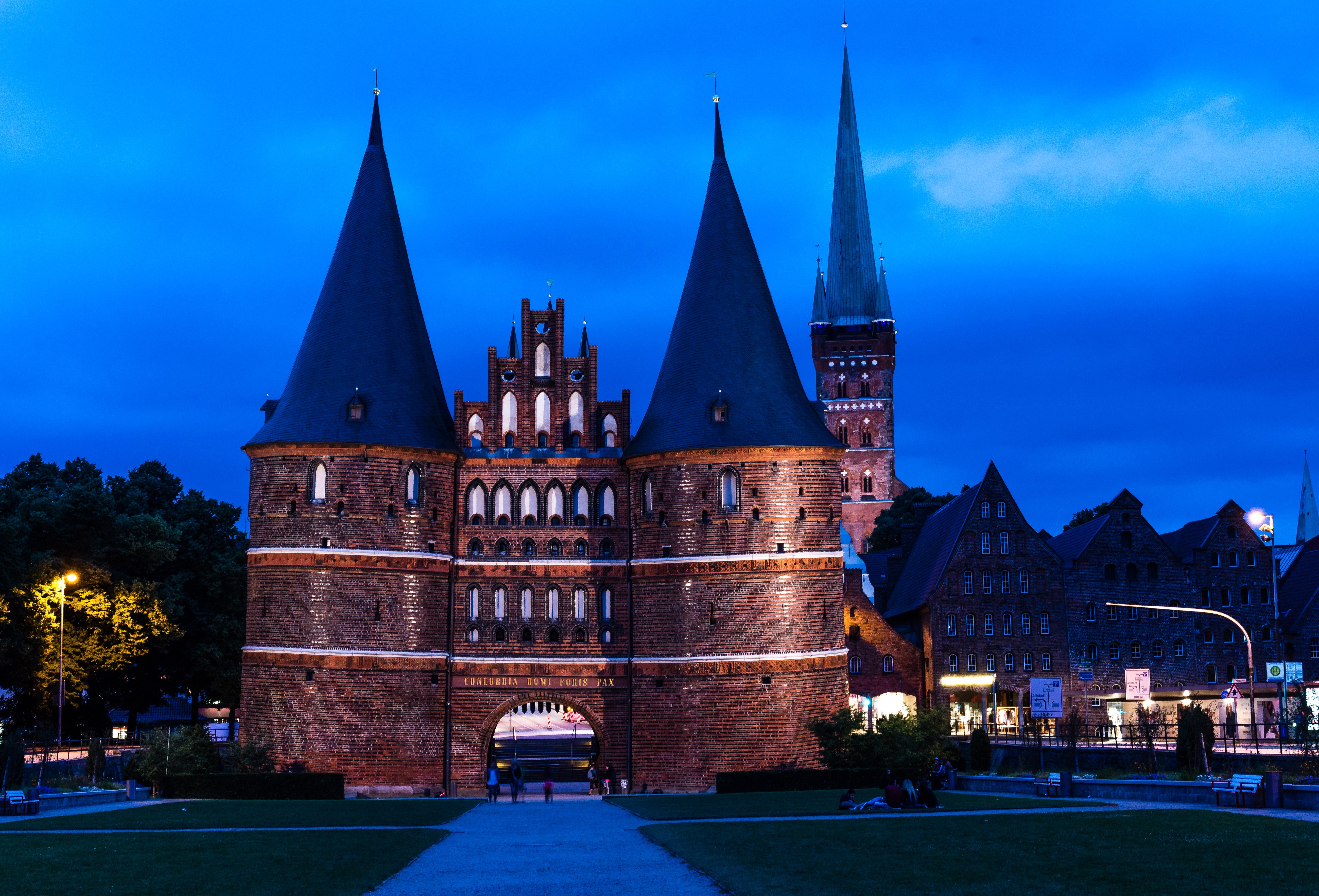 Holstentor Gate in Lubeck, Germany at Night HD Wallpaper