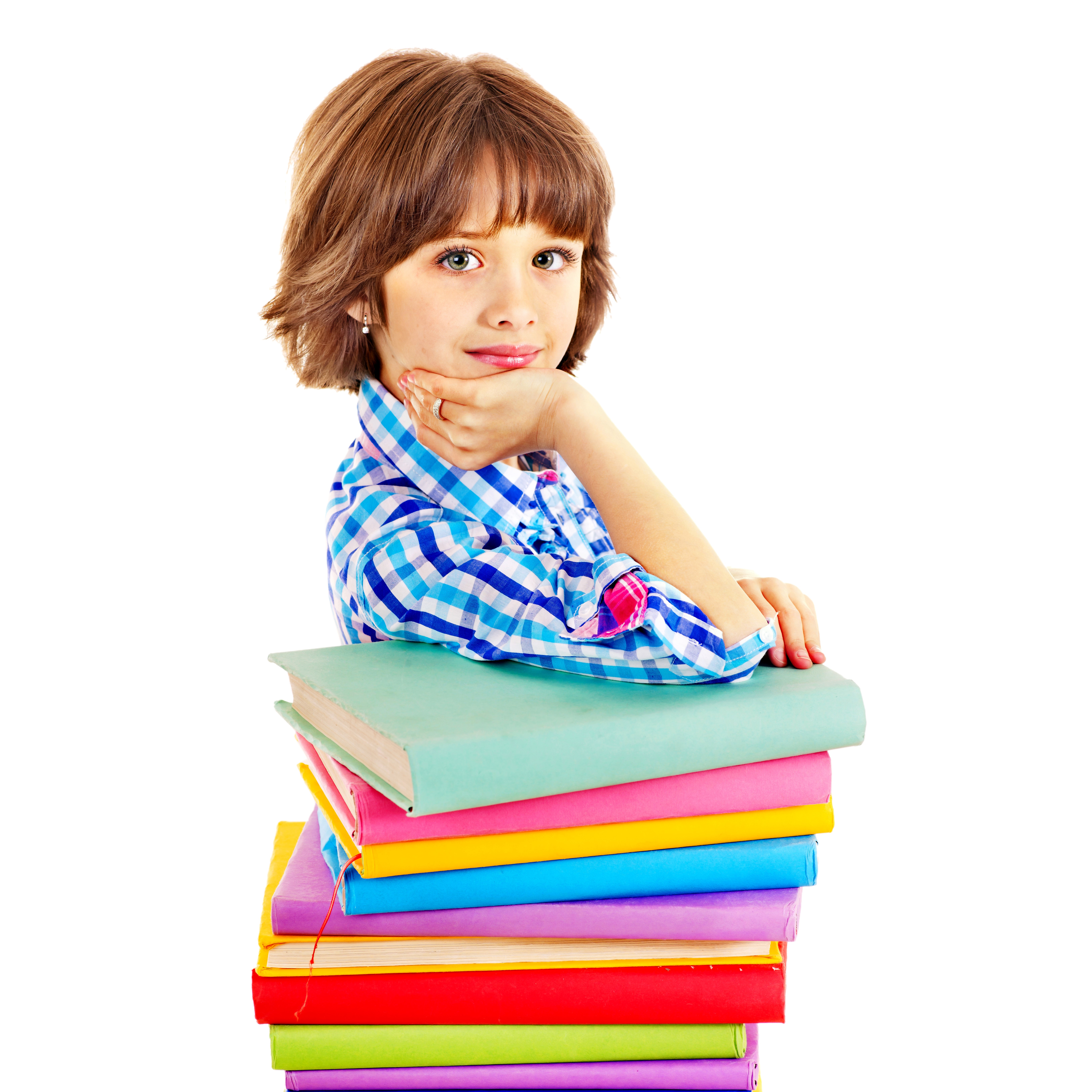 4K Image of Smiling Girl with Books HD Wallpaper