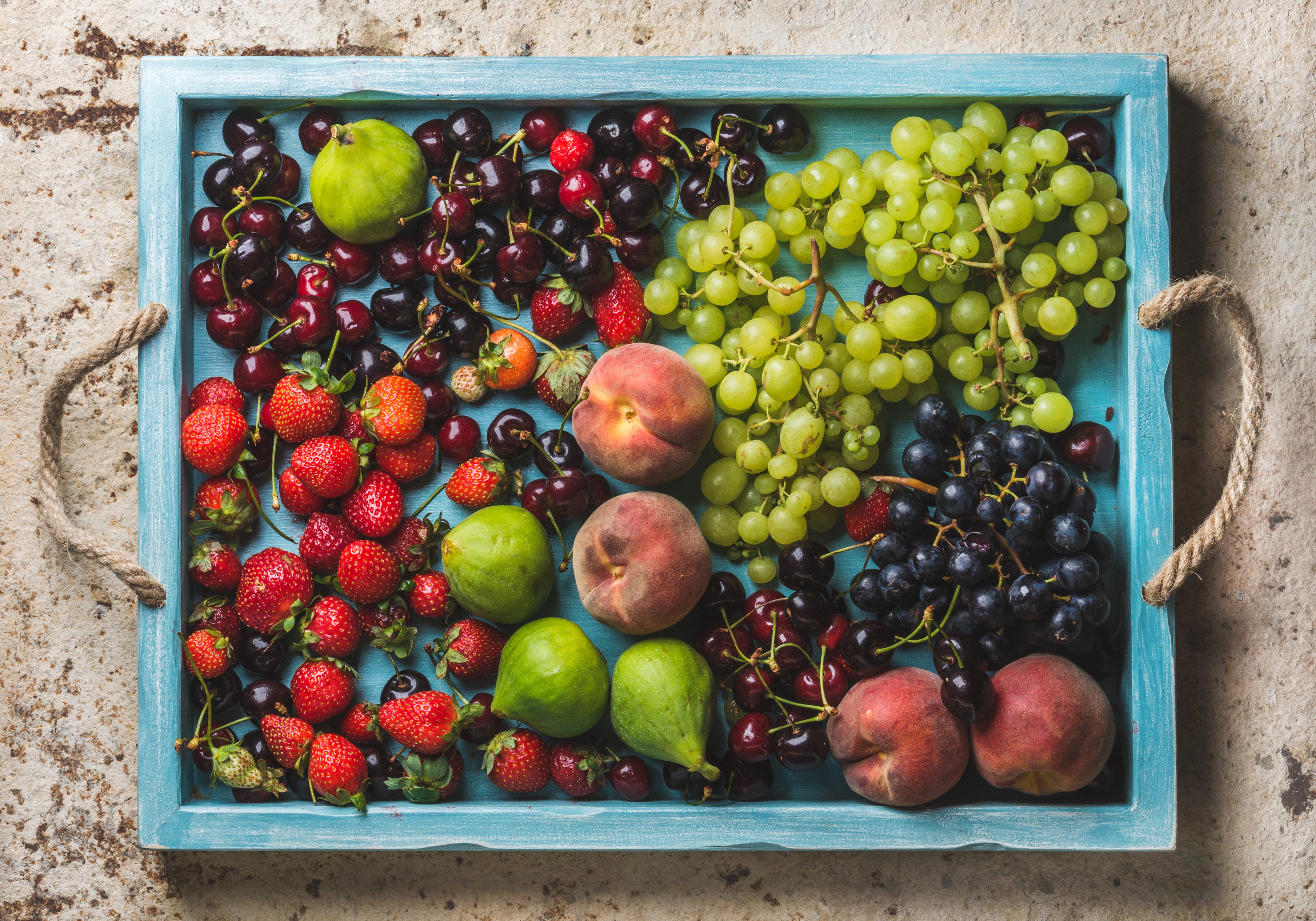 4K Fruit Platter with Peaches, Cherries, Strawberries, Grapes, and Figs HD Wallpaper