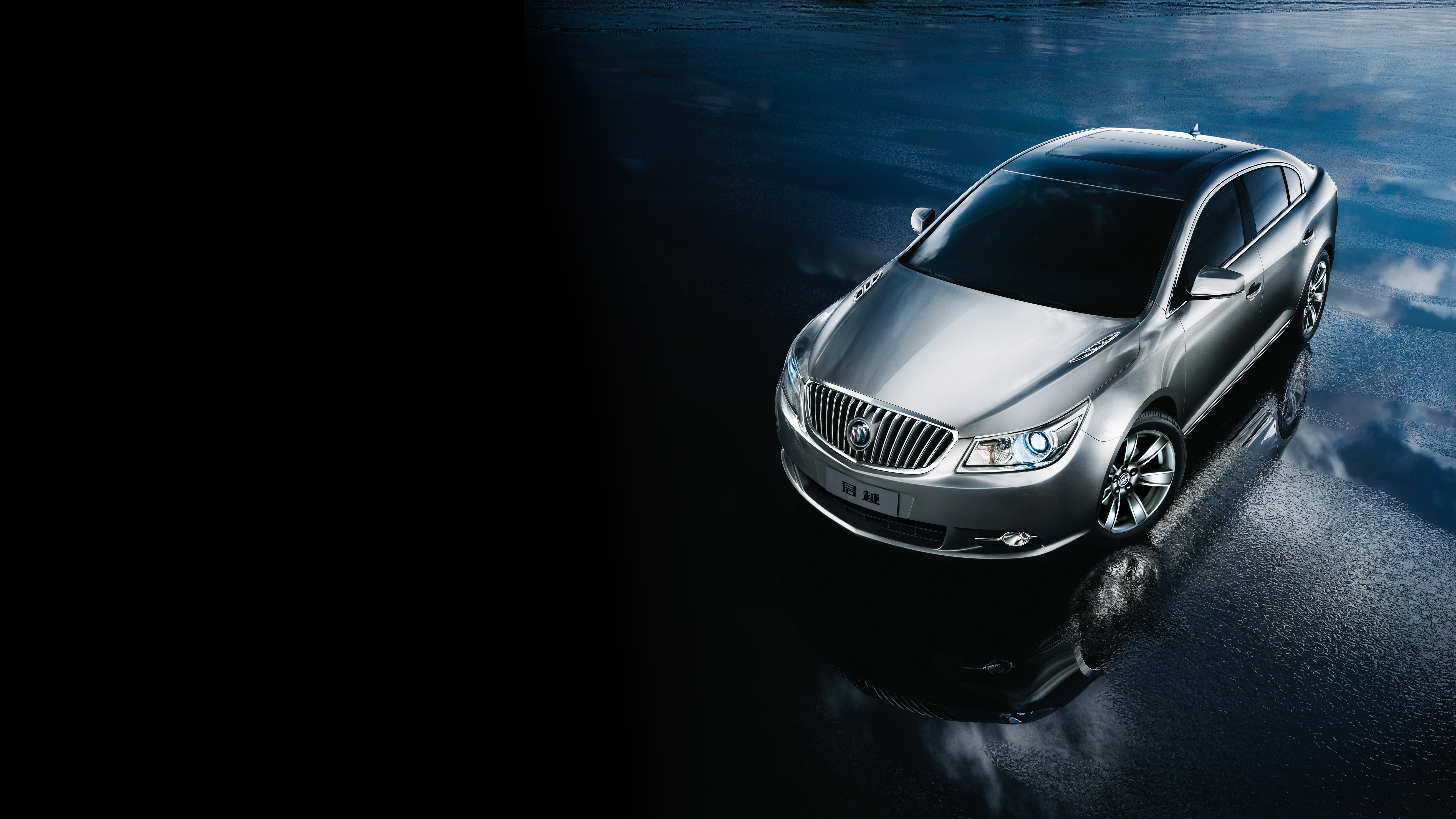 Silver Buick LaCrosse on wet surface HD Wallpaper