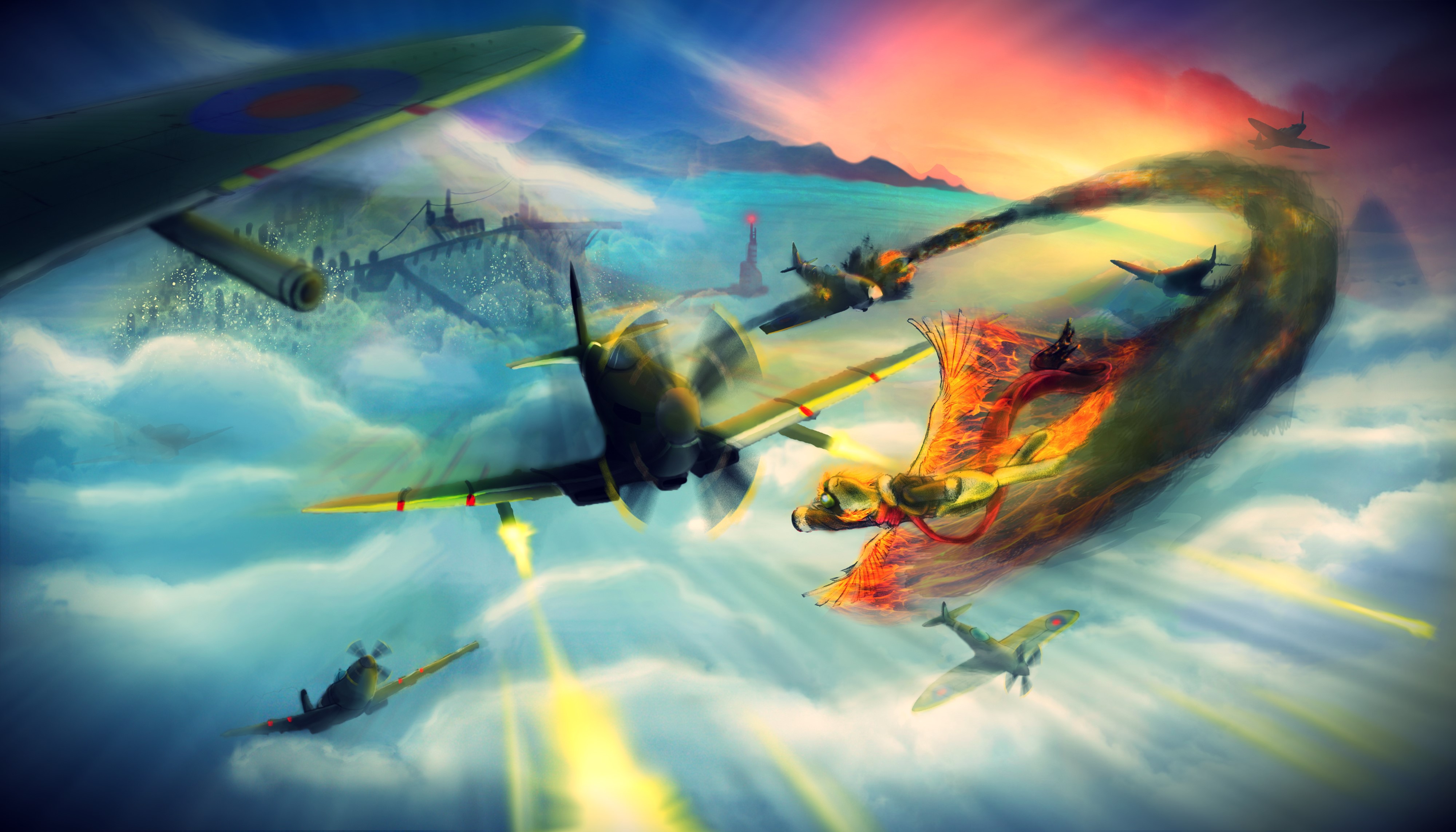 4K Spitfire Airplanes in Battle HD Wallpaper