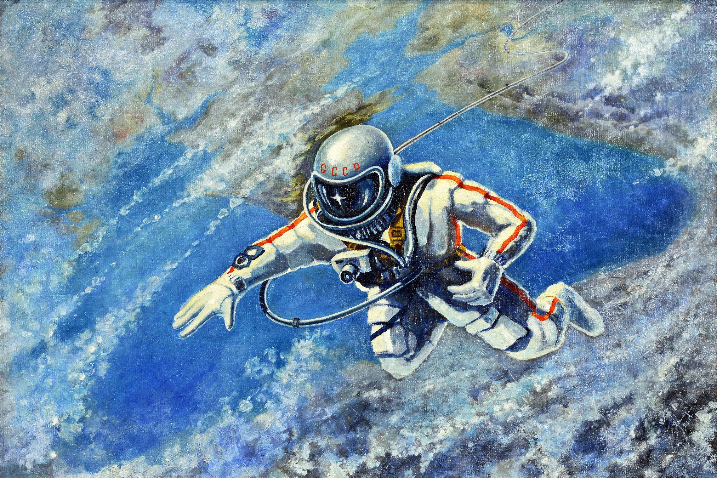 Painting of a Cosmonaut in Space HD Wallpaper