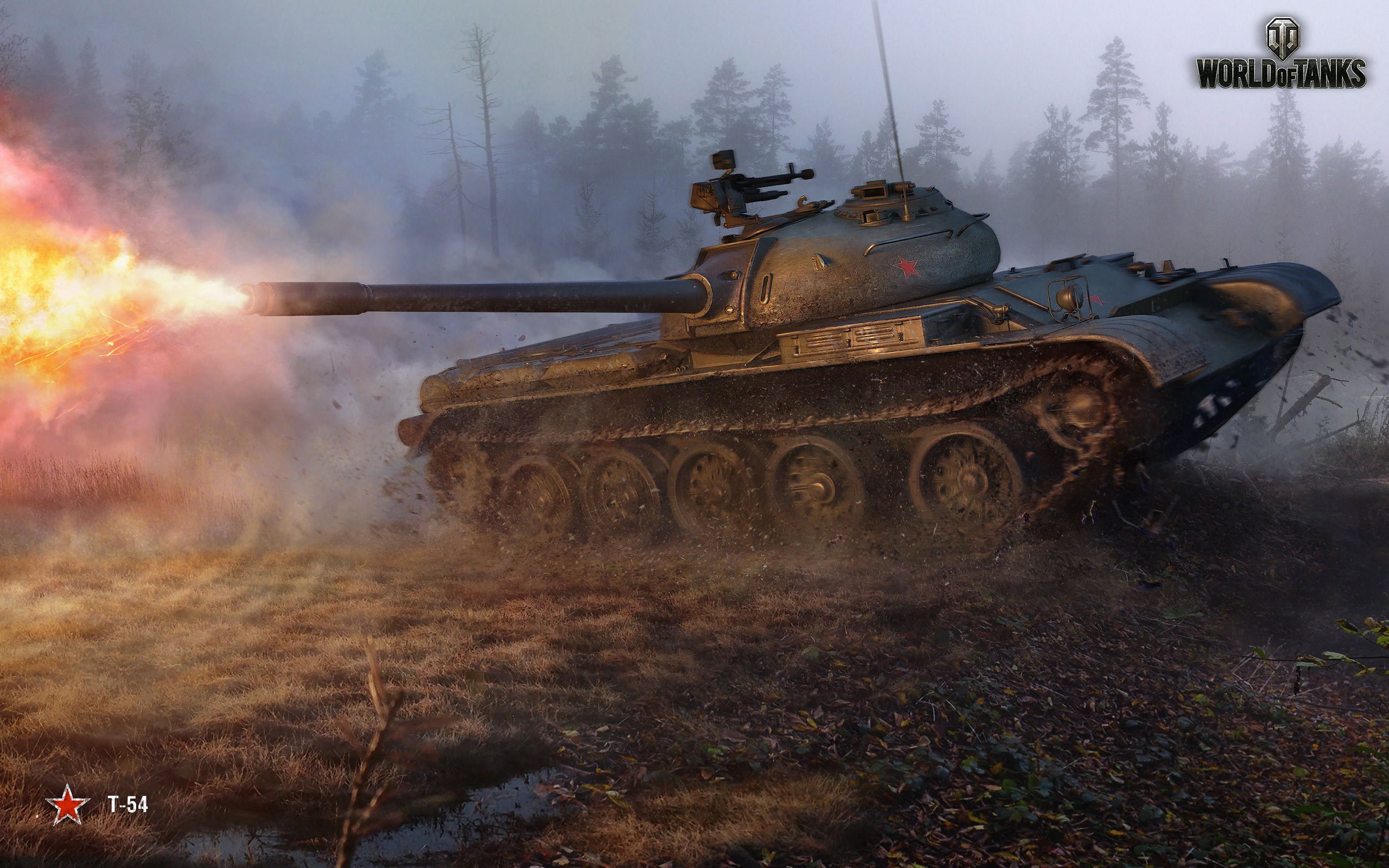 T-54 Tank Firing in World of Tanks HD Wallpaper