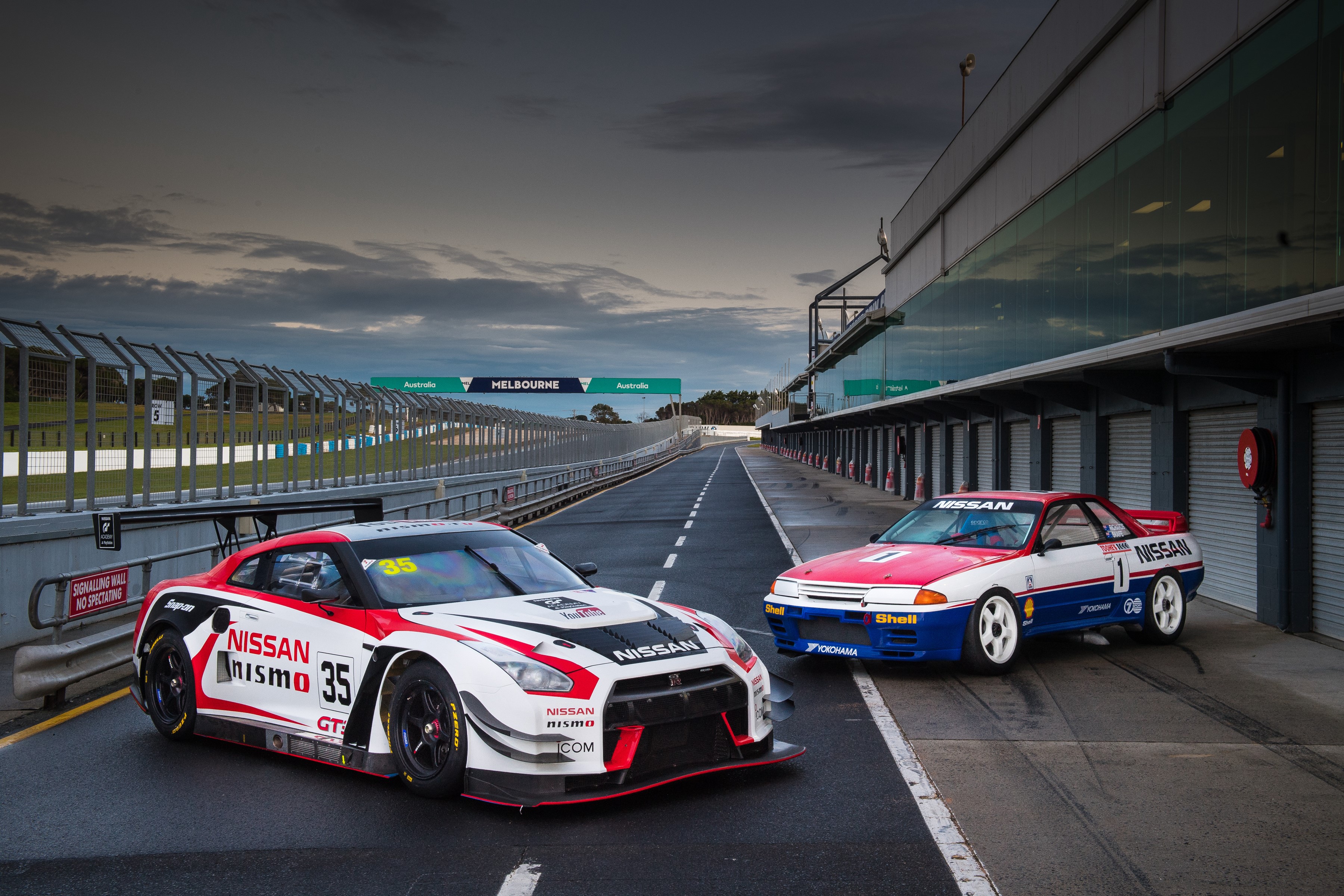 Nissan GT-R and Skyline GT-R on Racetrack HD Wallpaper