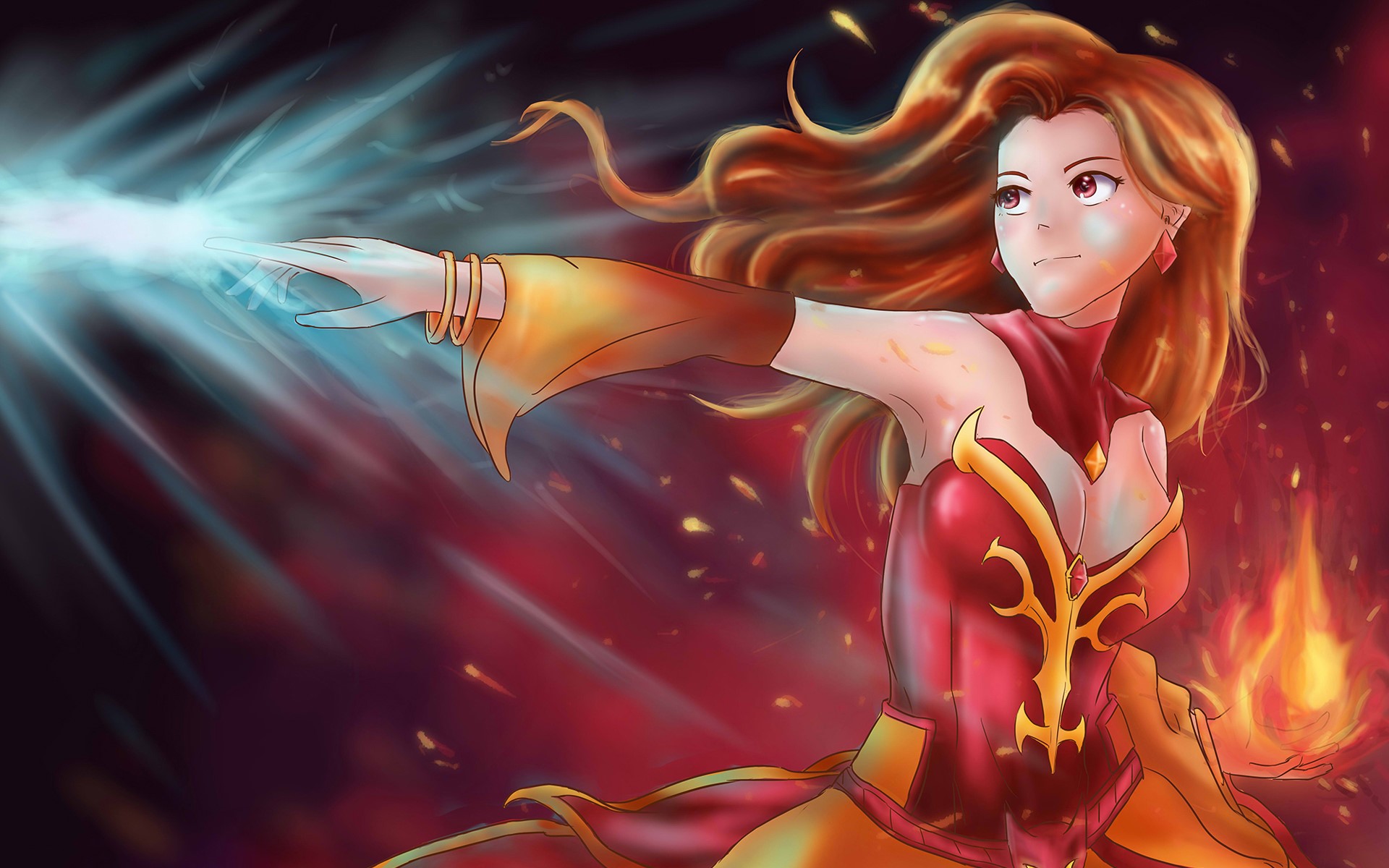 Lina from DOTA 2 casting magic HD Wallpaper