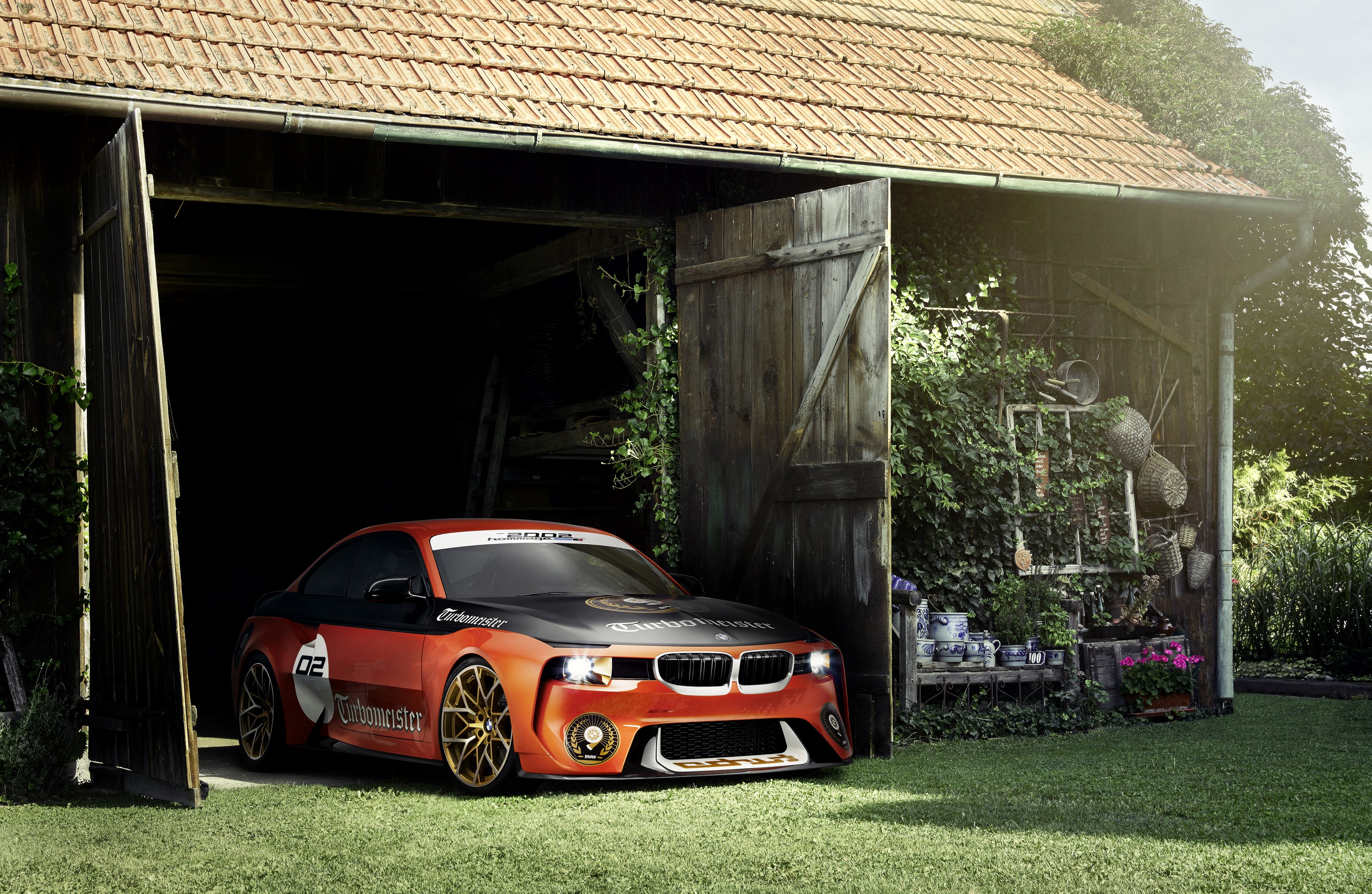 BMW 2002 Hommage Concept car in a barn HD Wallpaper