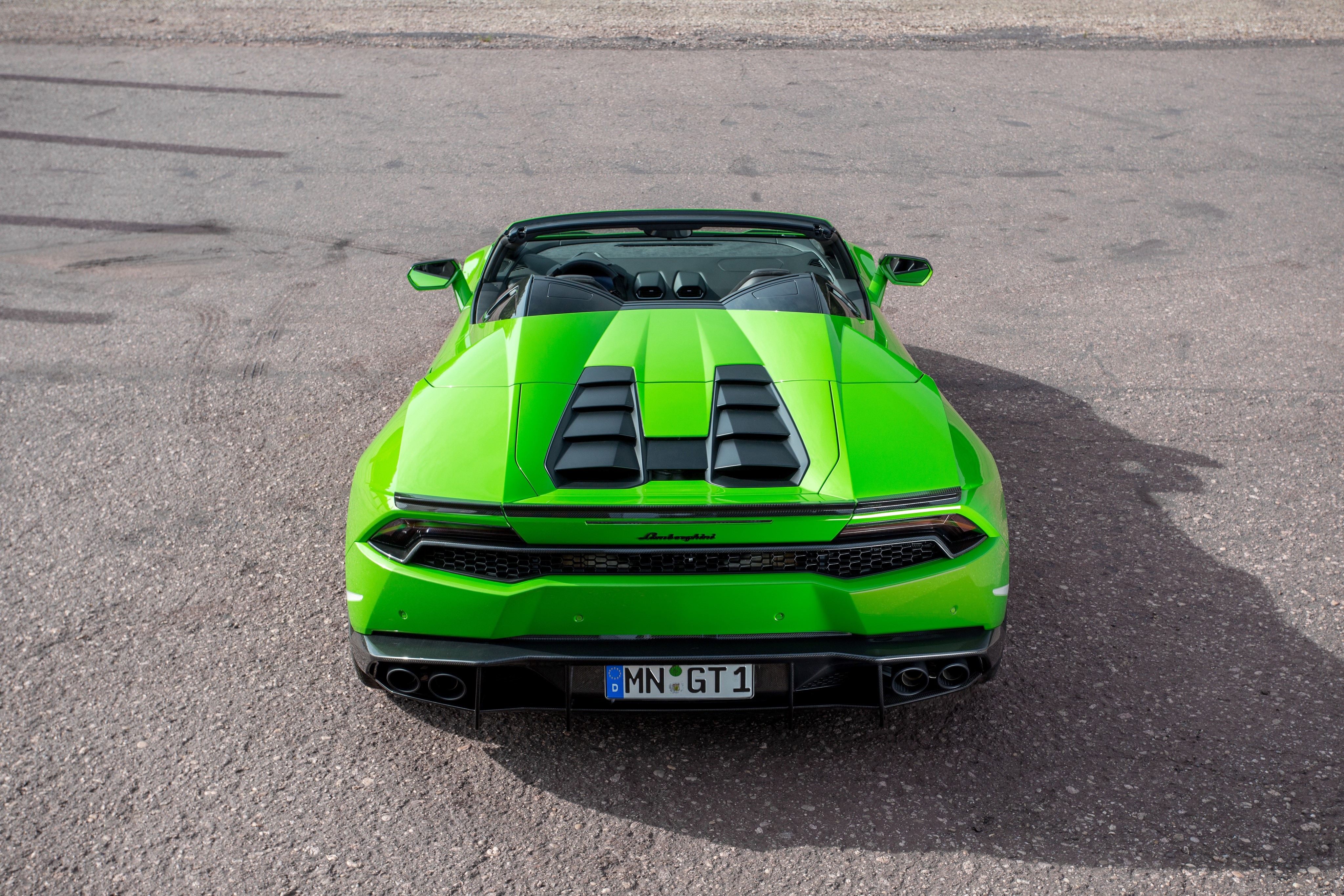 4K Lamborghini Huracan Spyder Novitec Torado back view HD Wallpaper