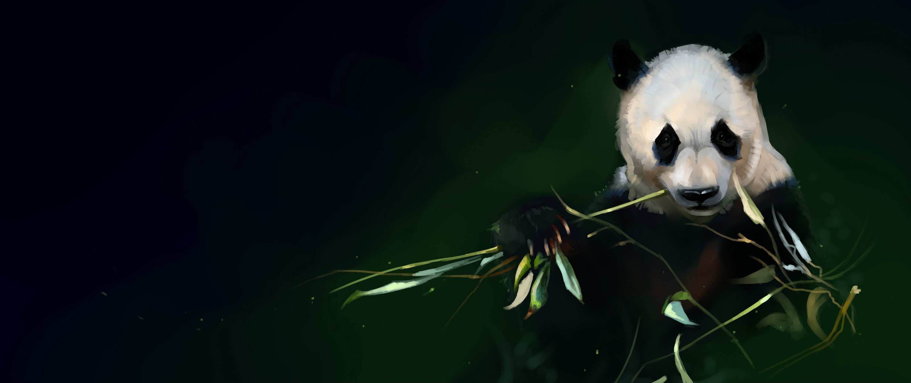 Panda eating bamboo painting HD Wallpaper