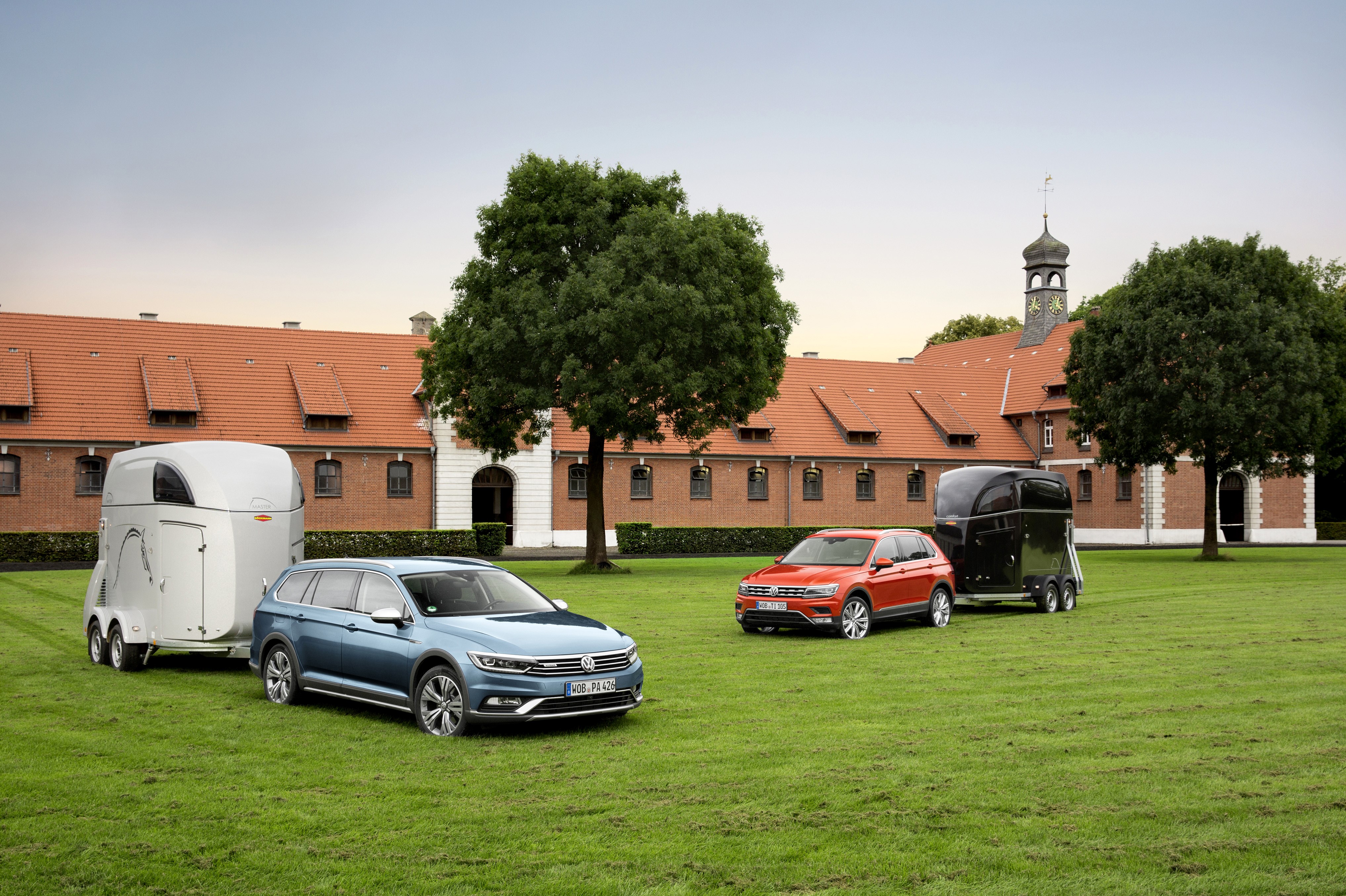 Two Volkswagen Cars Towing Trailers HD Wallpaper