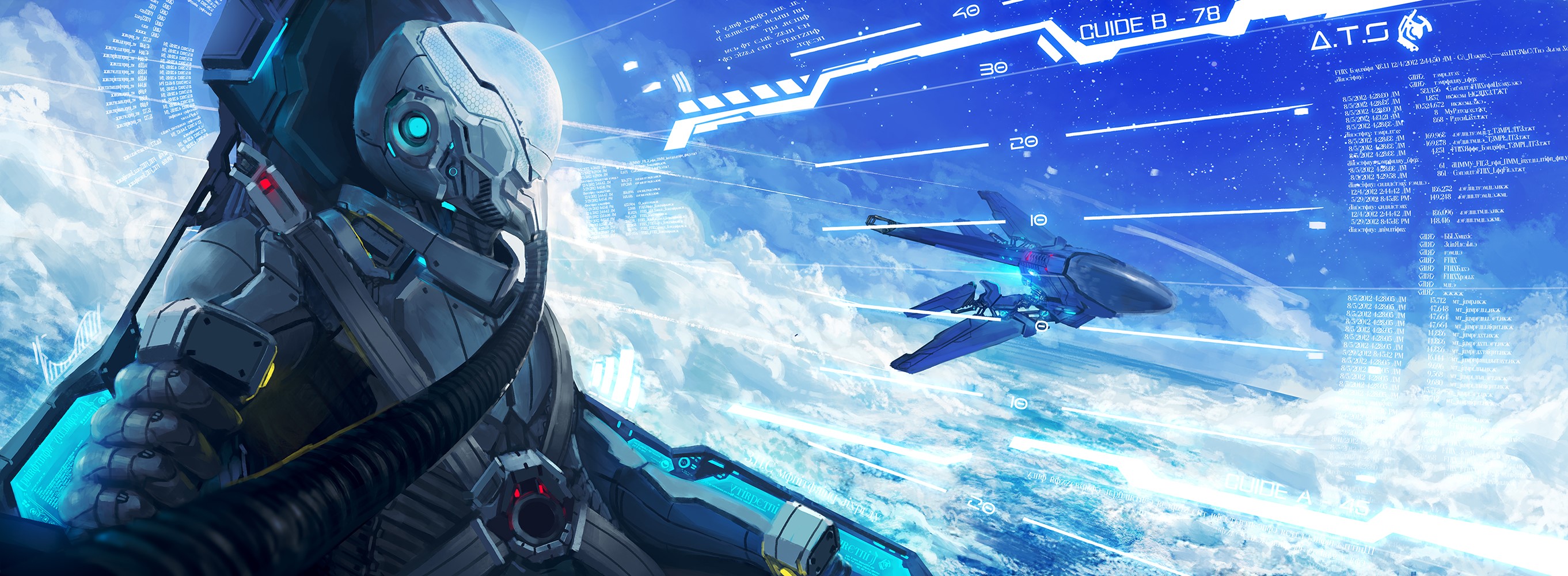 Pilot in futuristic suit in cockpit with fighter jet HD Wallpaper