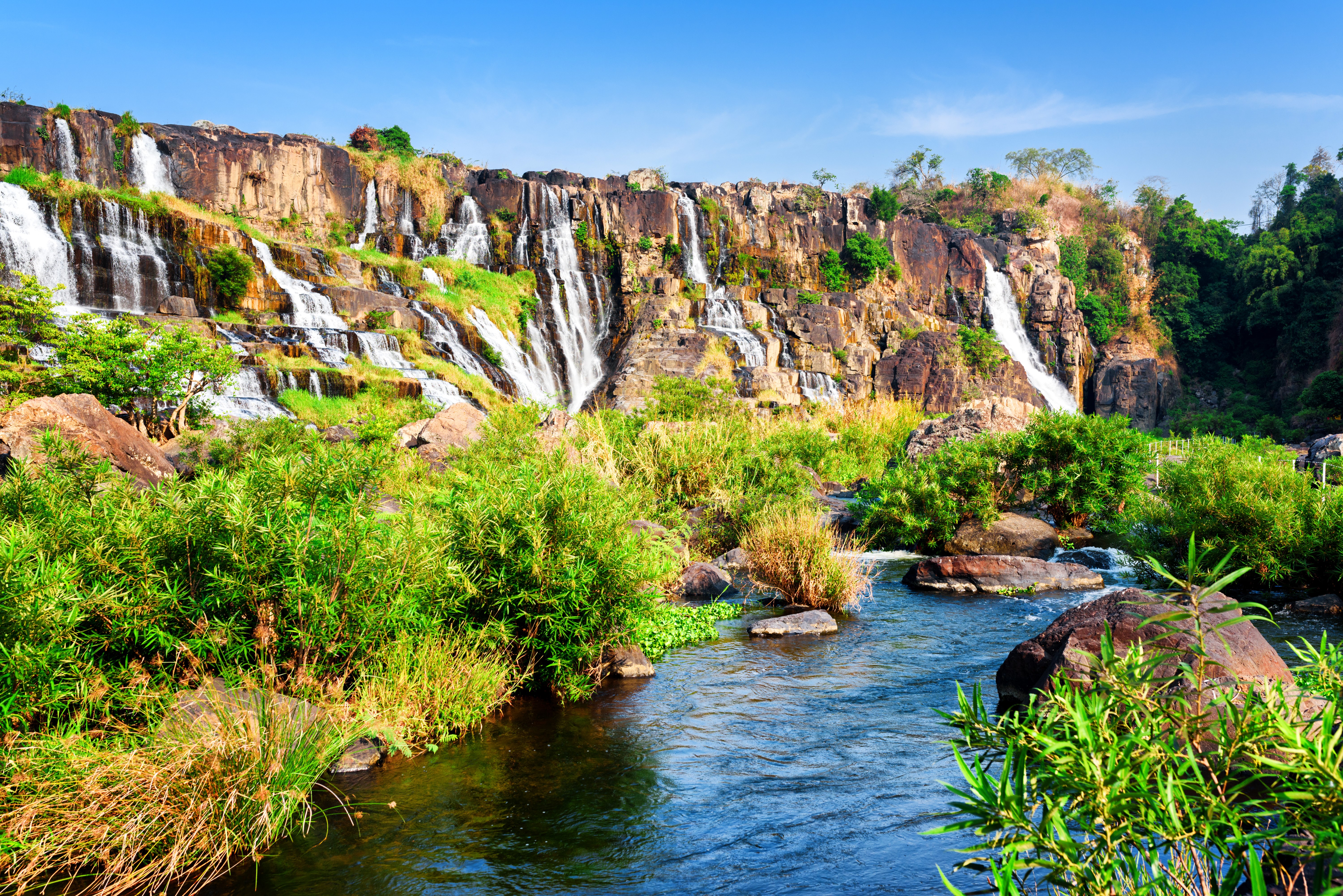 Waterfalls in Vietnam with a Stream and Rocks HD Wallpaper