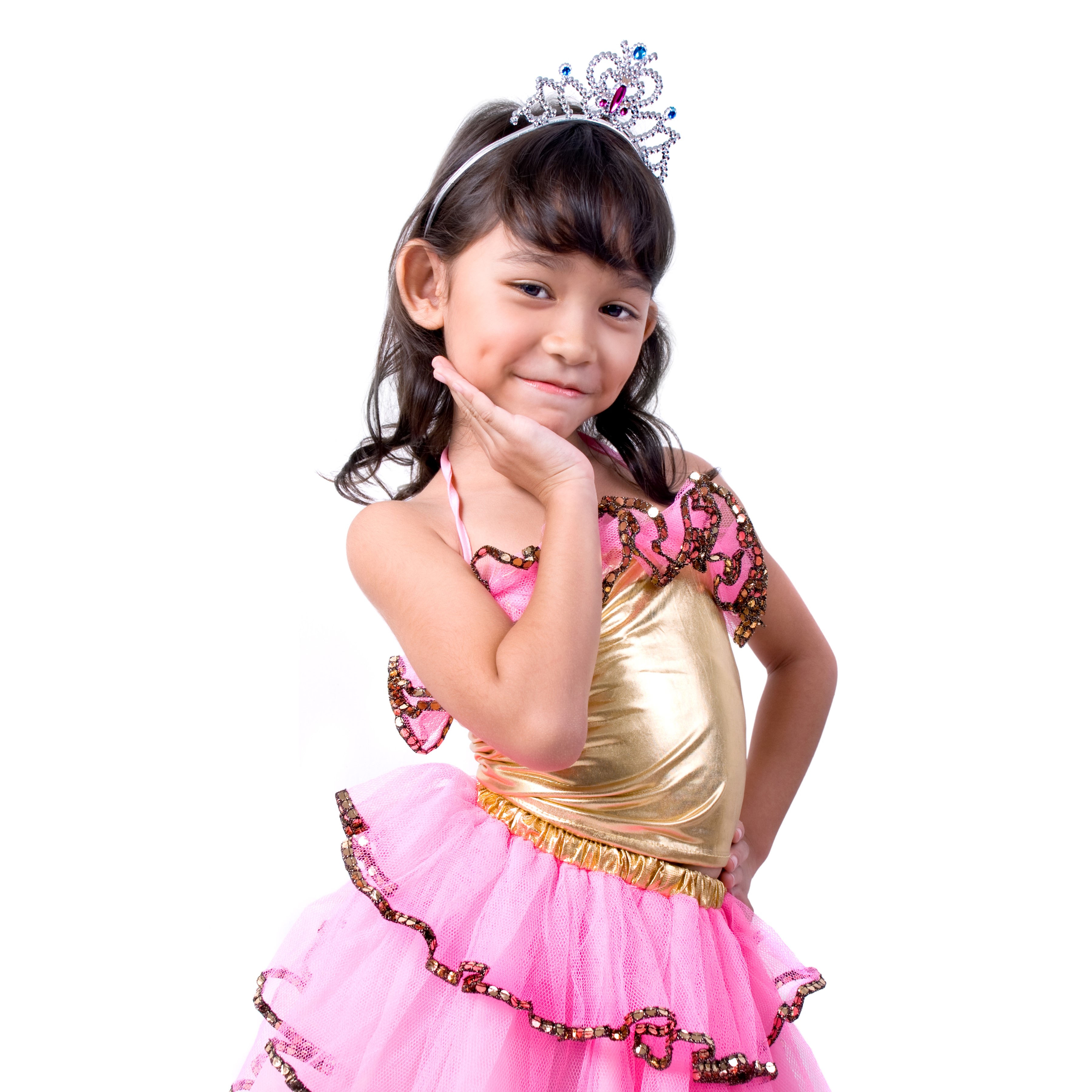 Young girl in a pink princess dress and tiara HD Wallpaper
