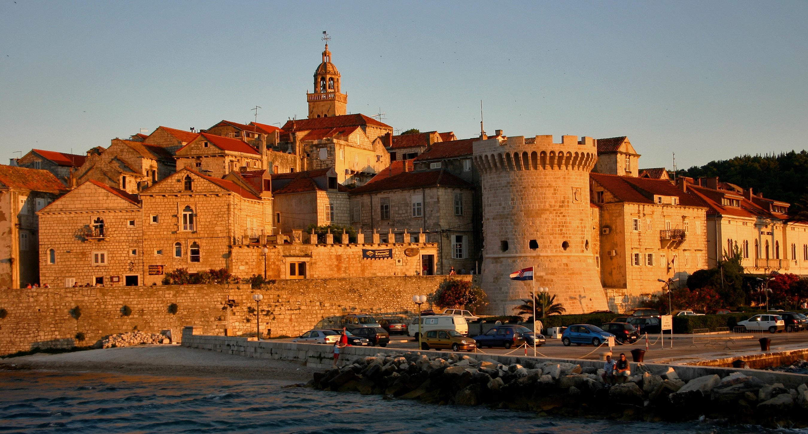 Korcula Old Town with Tower and Bell Tower HD Wallpaper