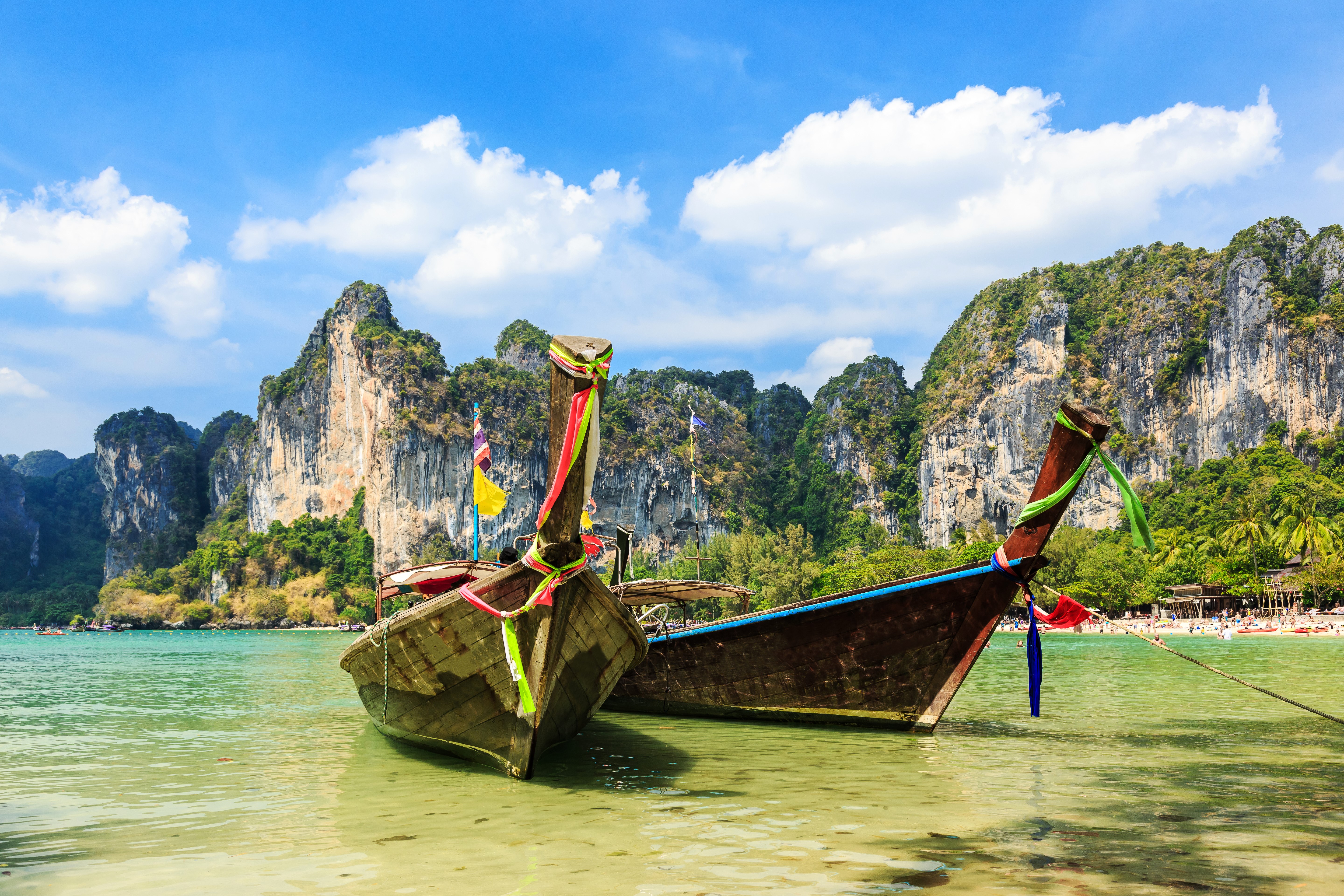 Boats in Krabi Province, Thailand HD Wallpaper