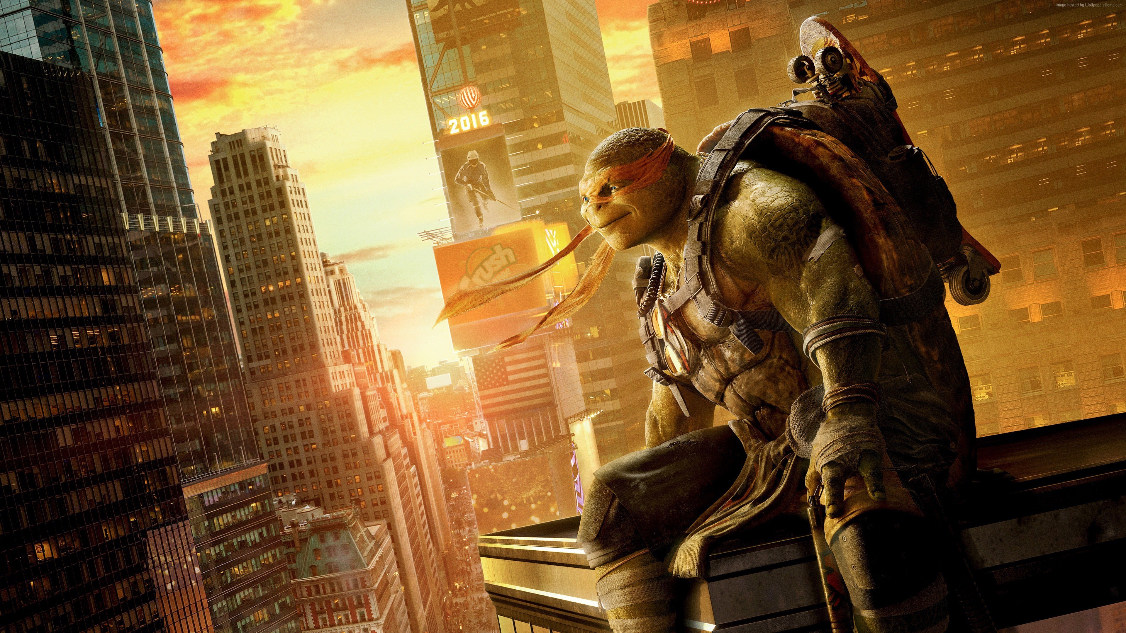 Michelangelo from Teenage Mutant Ninja Turtles 2014 in New York City HD Wallpaper