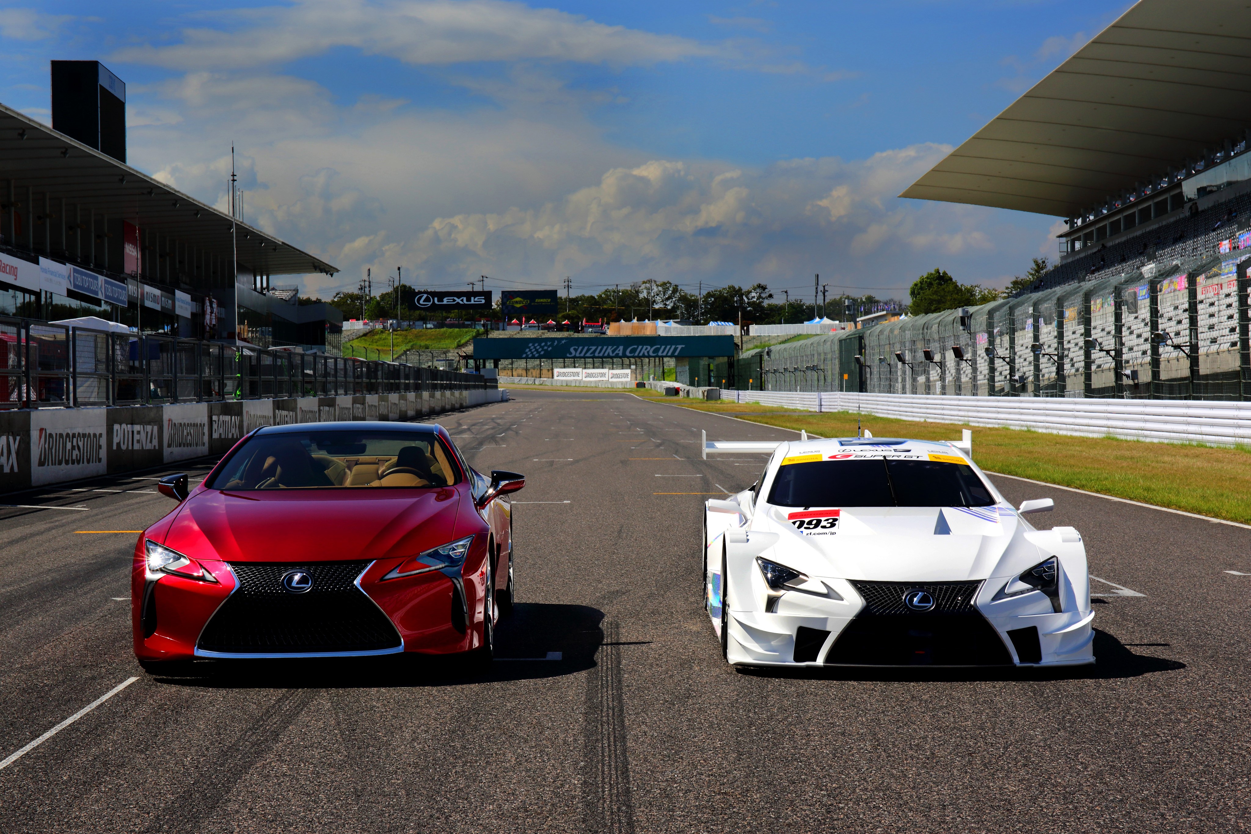 Two Lexus LC 500 Super GT cars on Suzuka Circuit HD Wallpaper