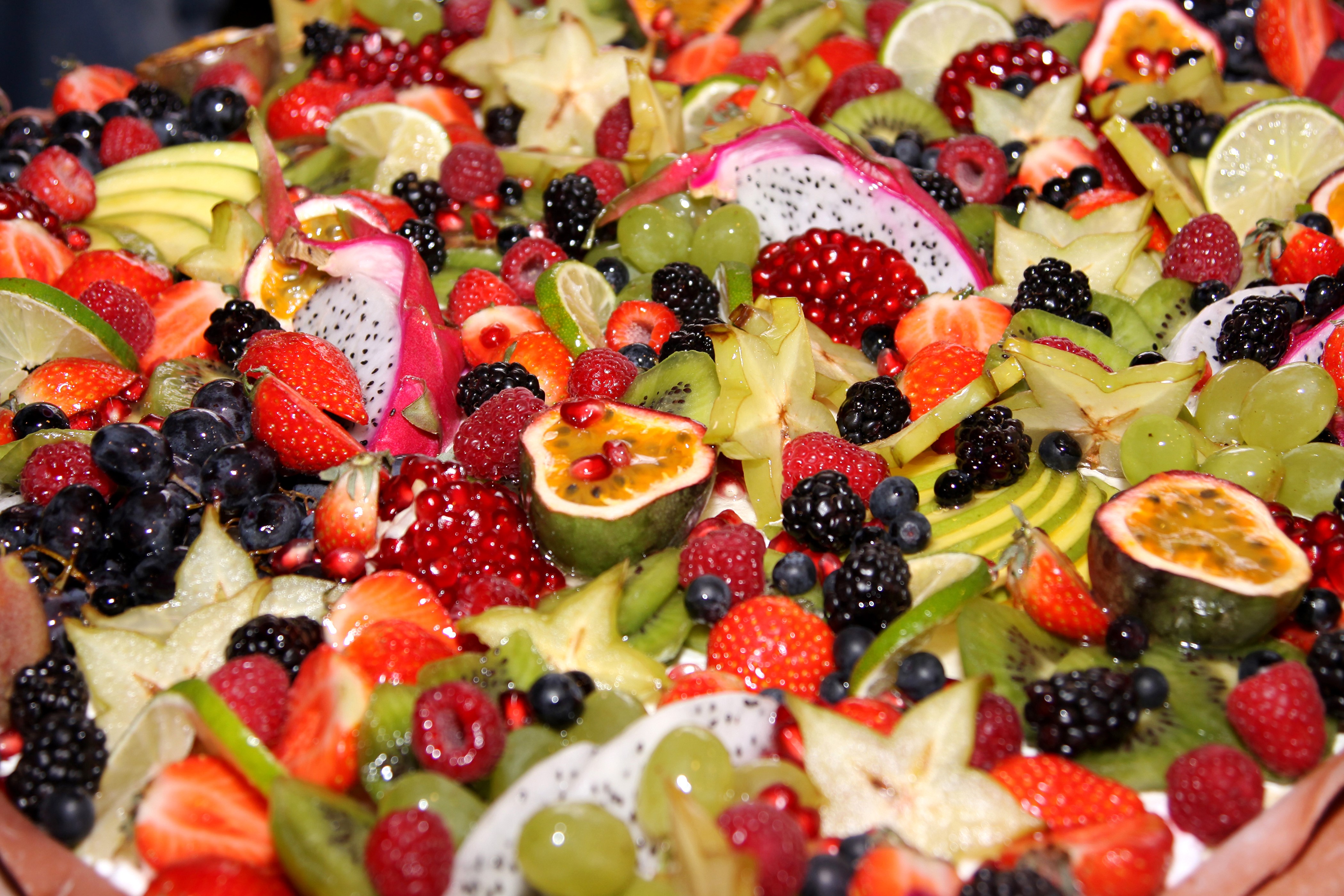 4K Fruit Platter with Berries and Starfruit HD Wallpaper