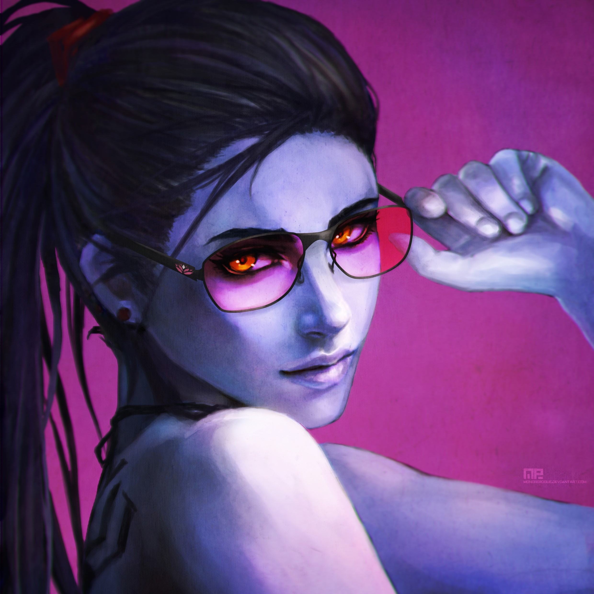 Widowmaker from Overwatch wearing glasses HD Wallpaper