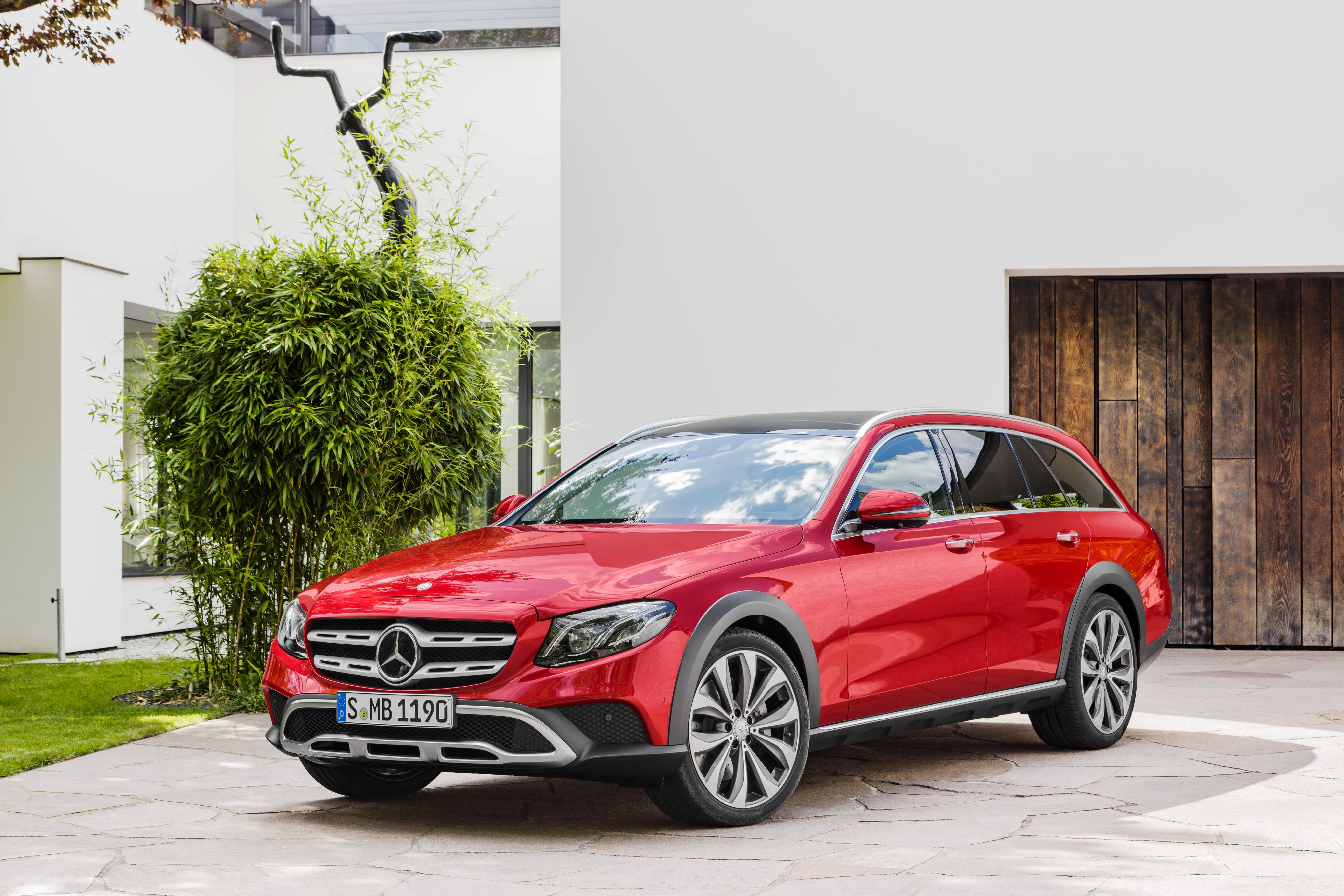 Red Mercedes-Benz E 350 d 4MATIC All-Terrain HD Wallpaper