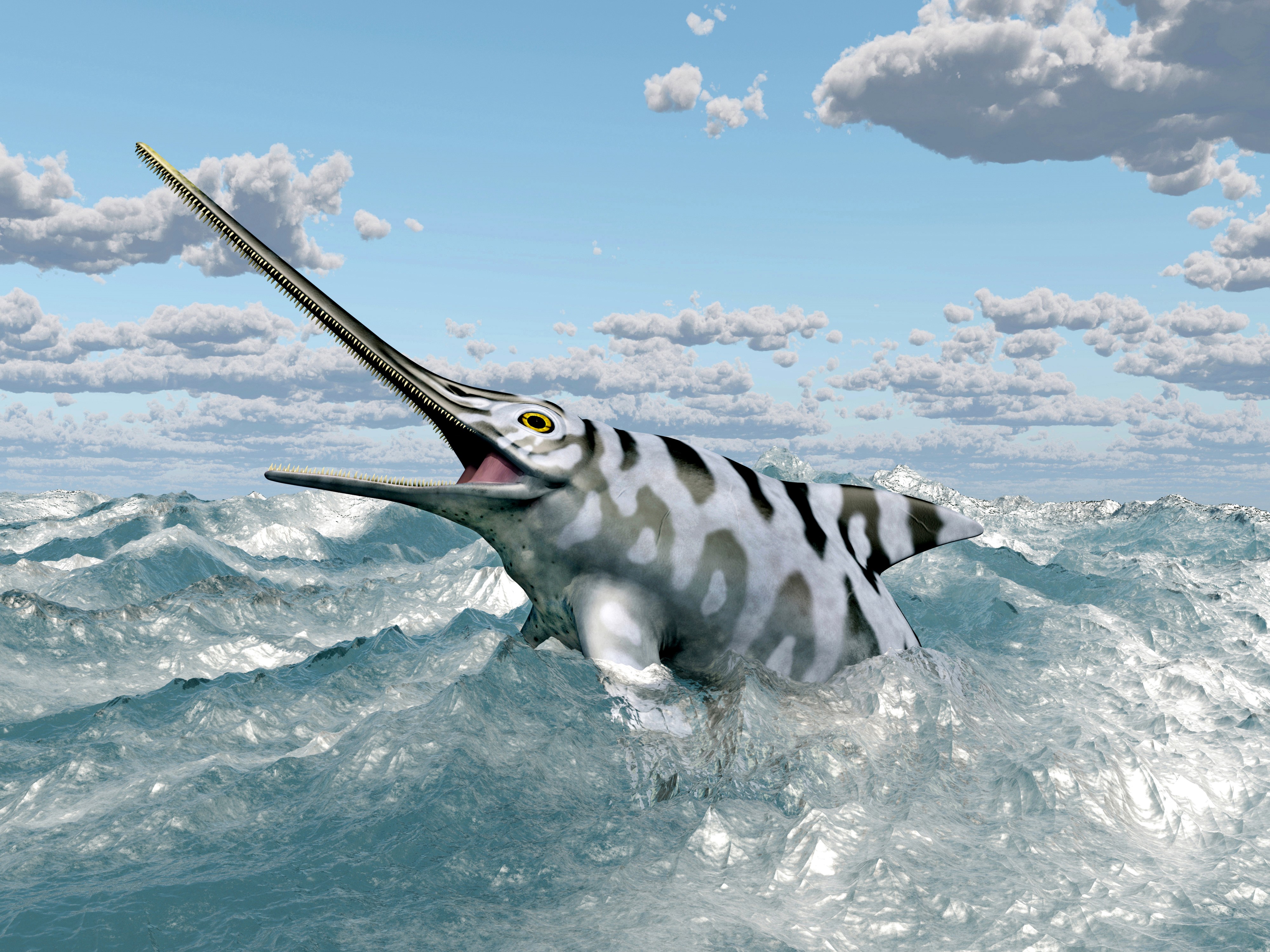 Eurhinosaurus swimming in the sea HD Wallpaper