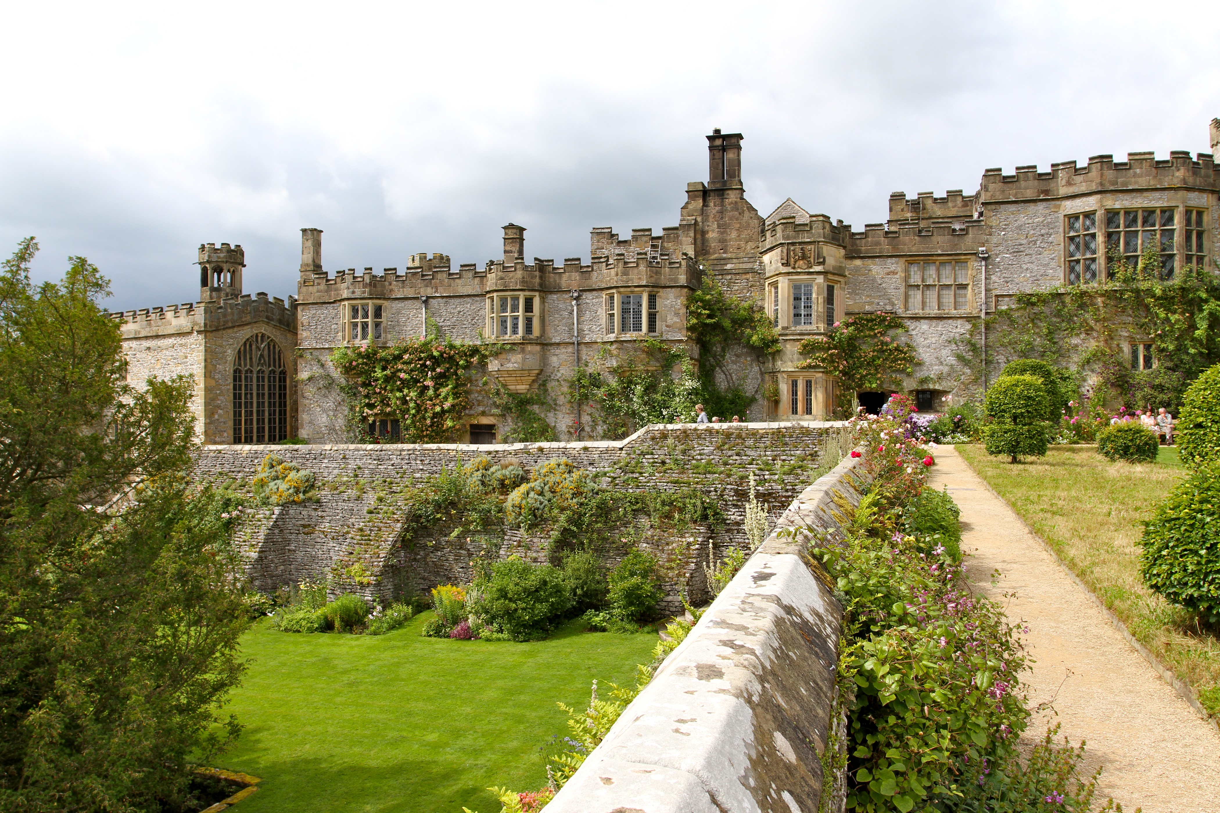 Haddon Hall and gardens, England HD Wallpaper