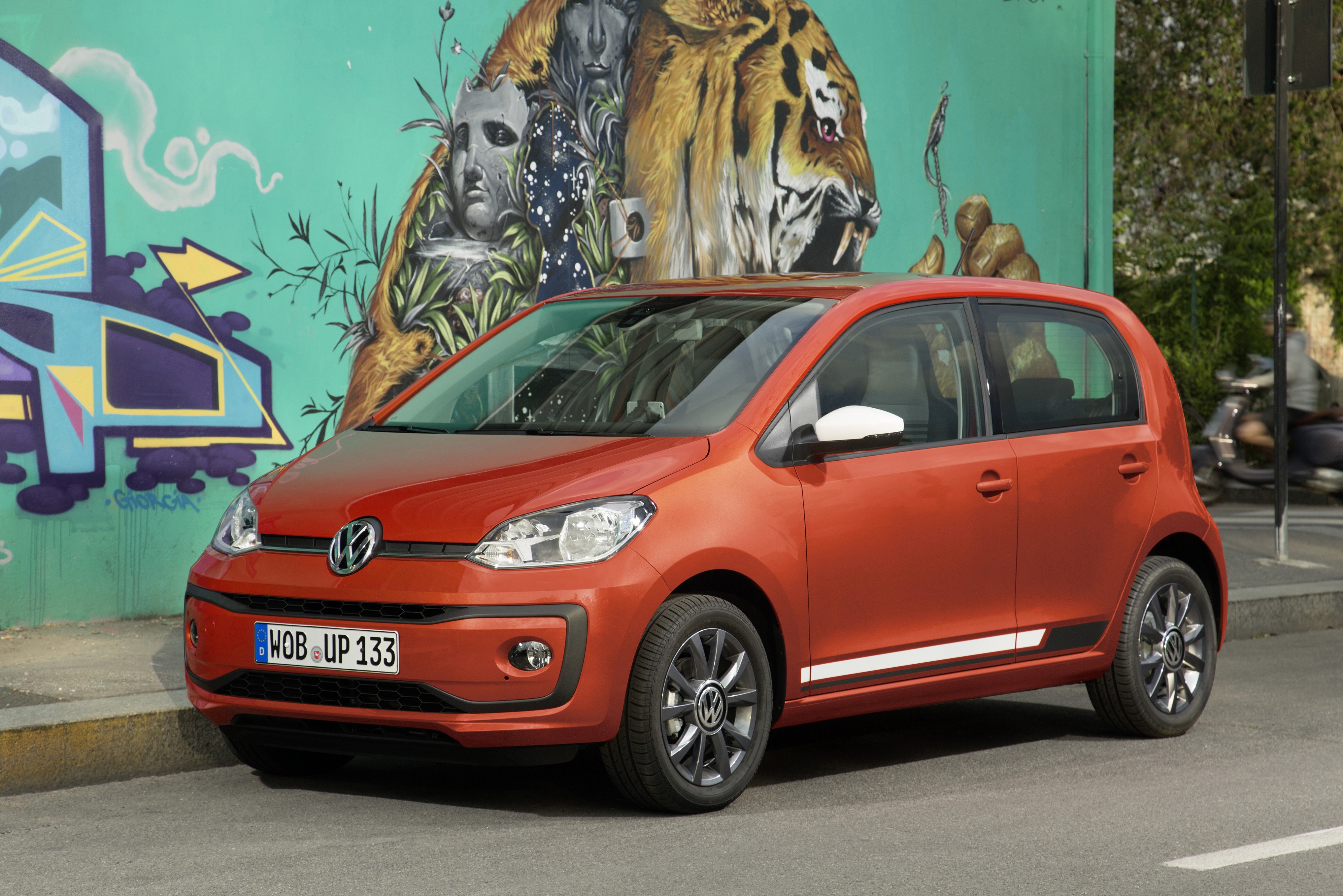 Orange 2016 Volkswagen Up! 5-door HD Wallpaper