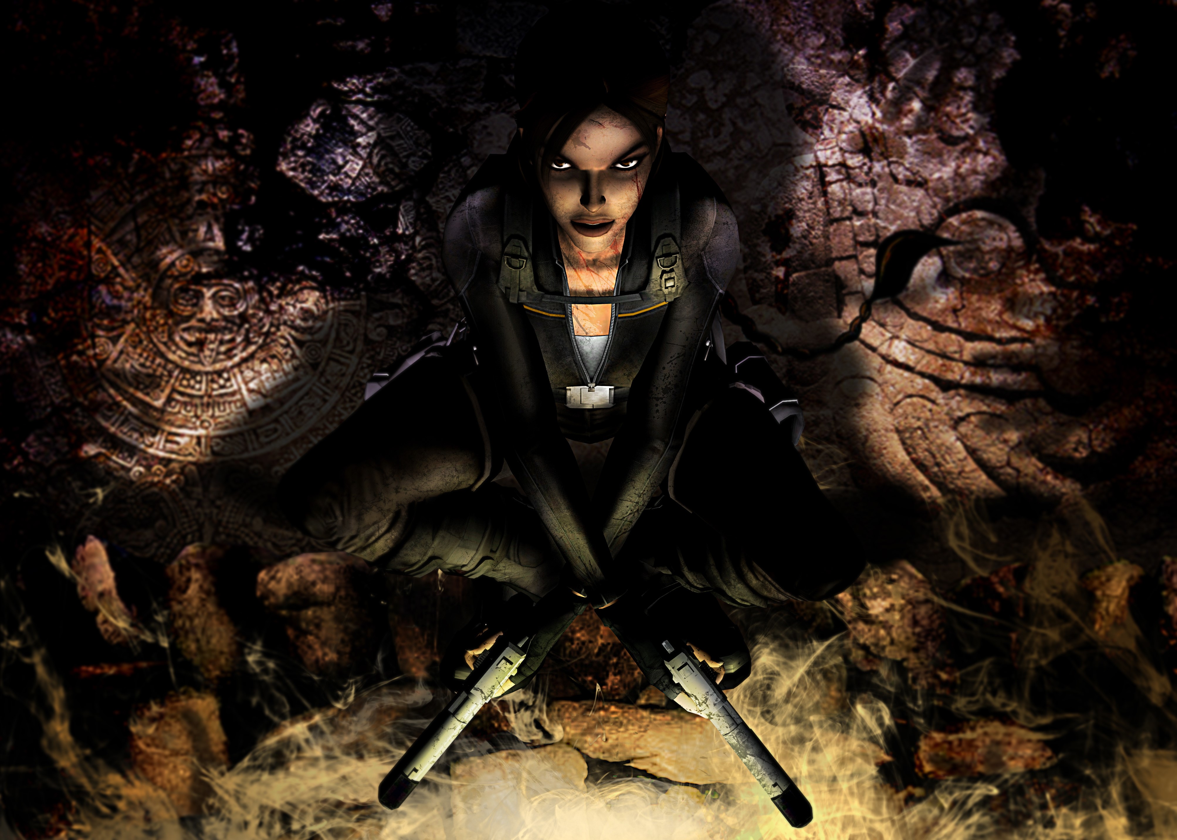 Lara Croft from Tomb Raider with Pistols HD Wallpaper