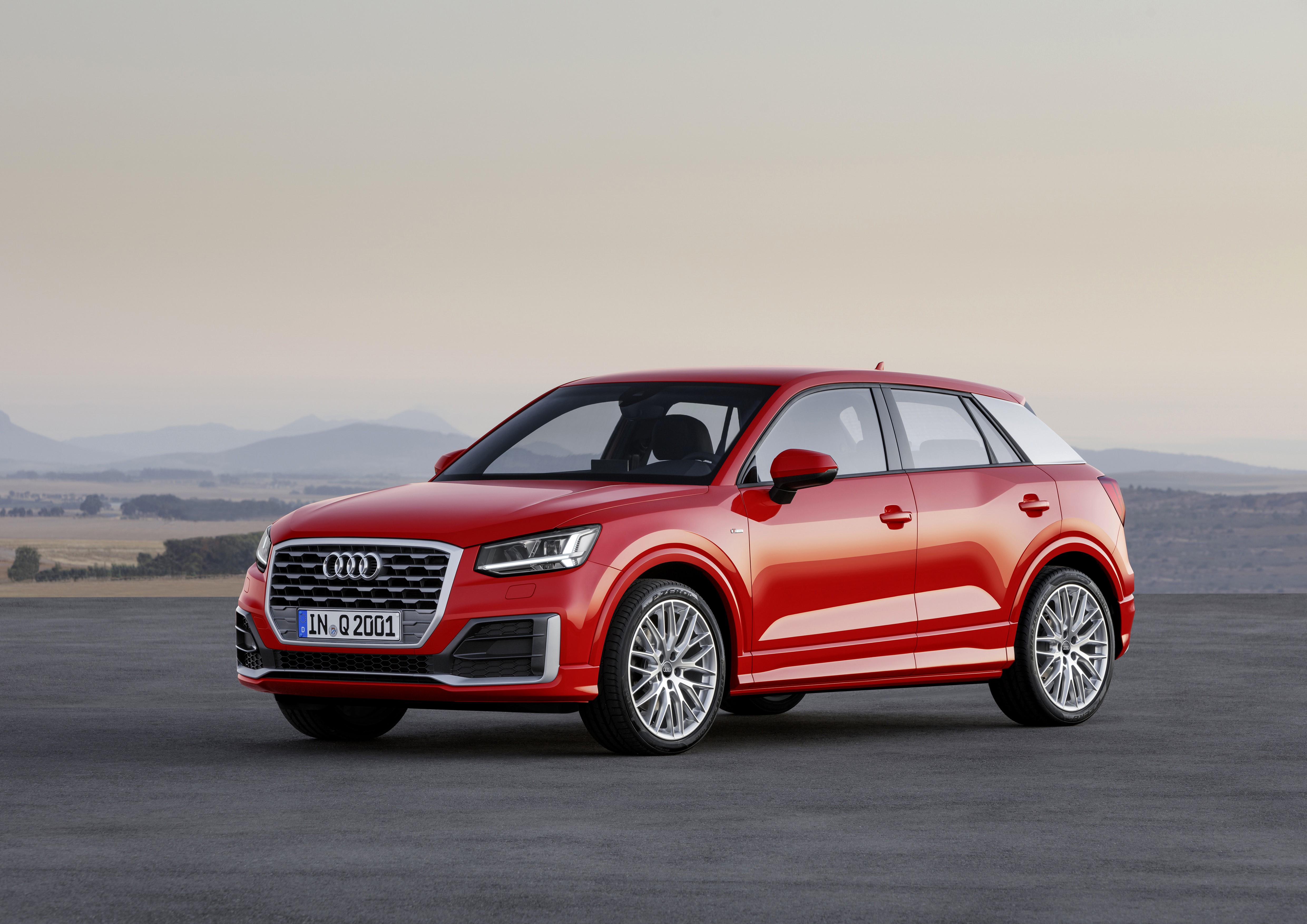 Red Audi Q2 2016 TFSI HD Wallpaper
