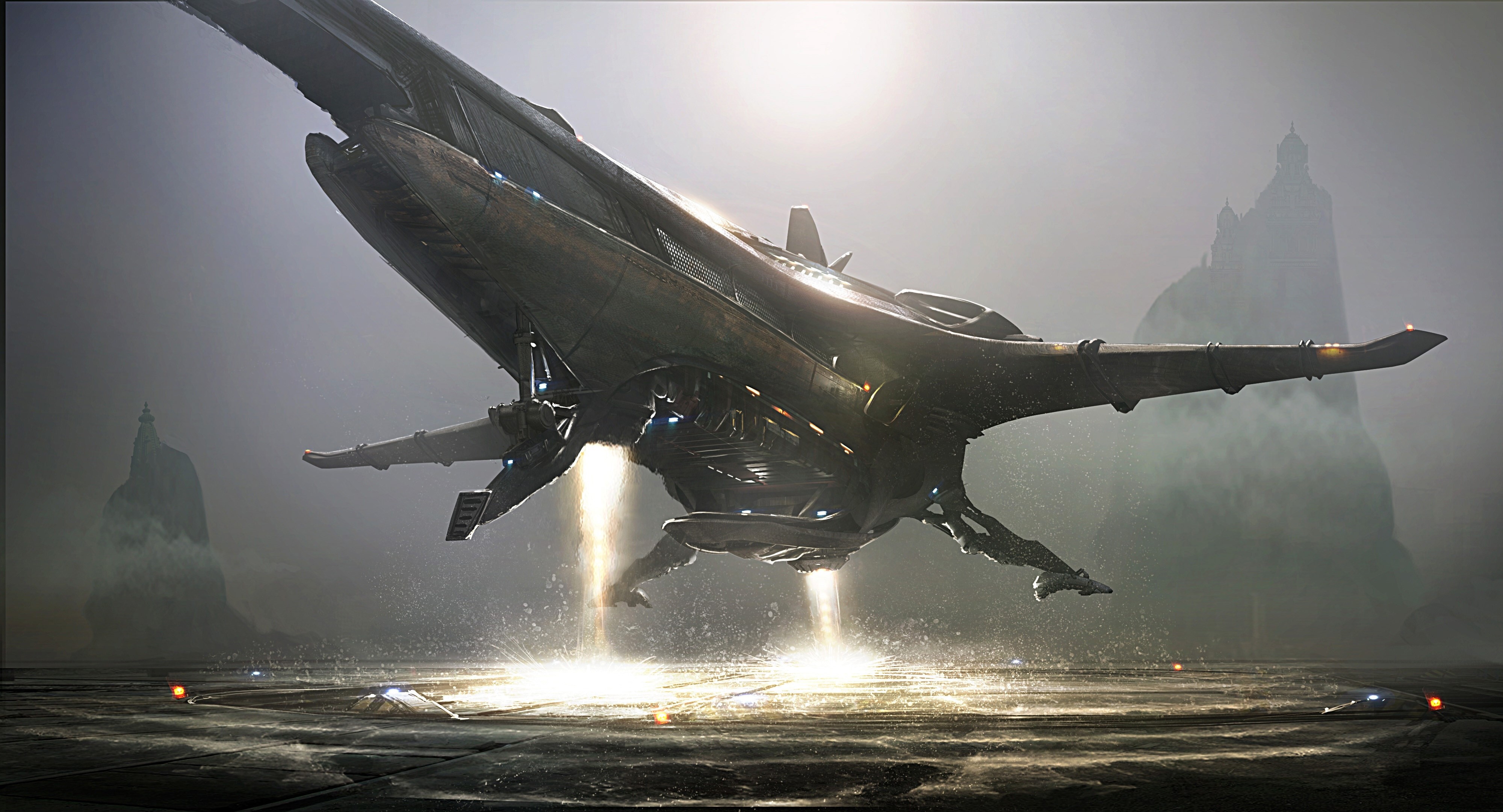 Star Citizen 4K Futuristic Starship Landing HD Wallpaper
