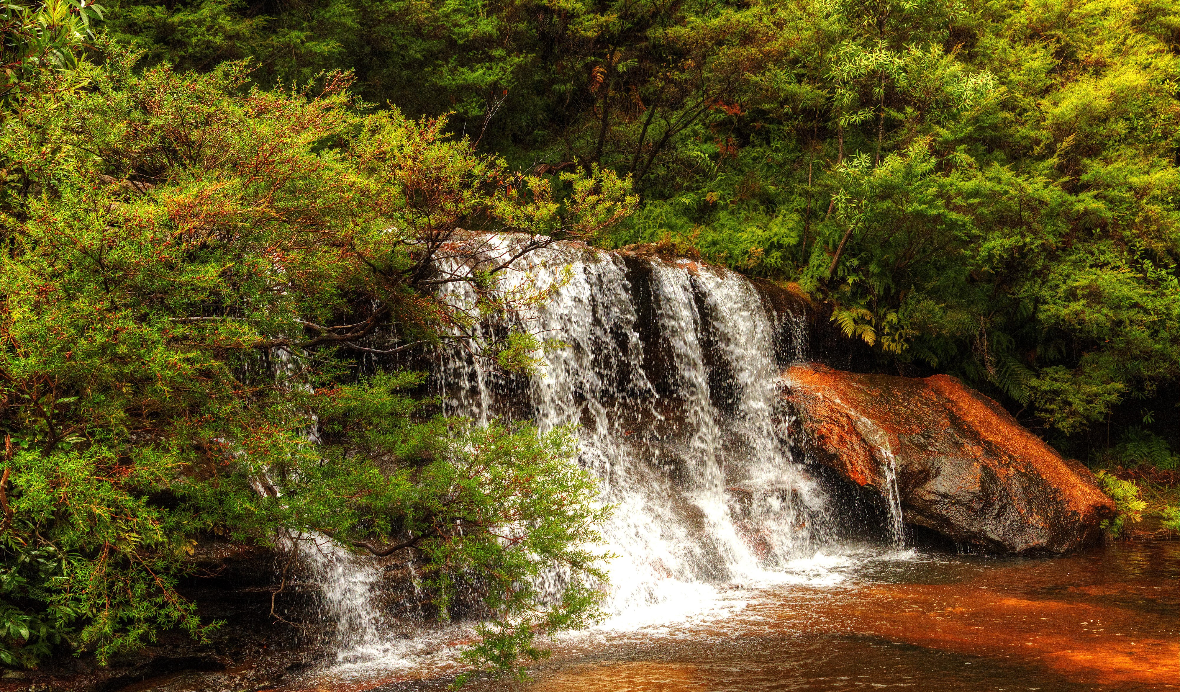 4K Wentworth Falls Australia Waterfalls Stones HD Wallpaper