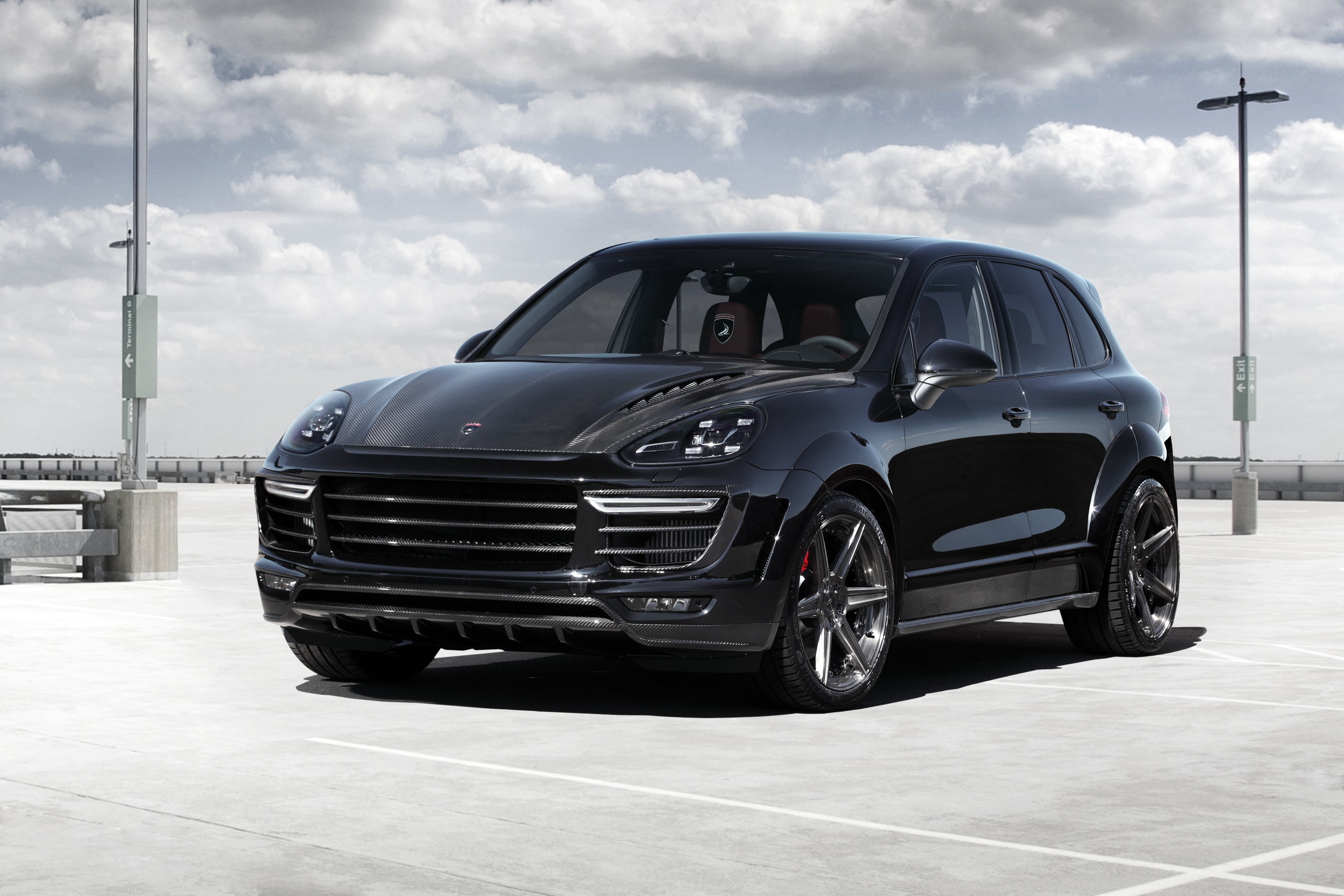 4K Black 2015 Topcar Porsche Cayenne HD Wallpaper