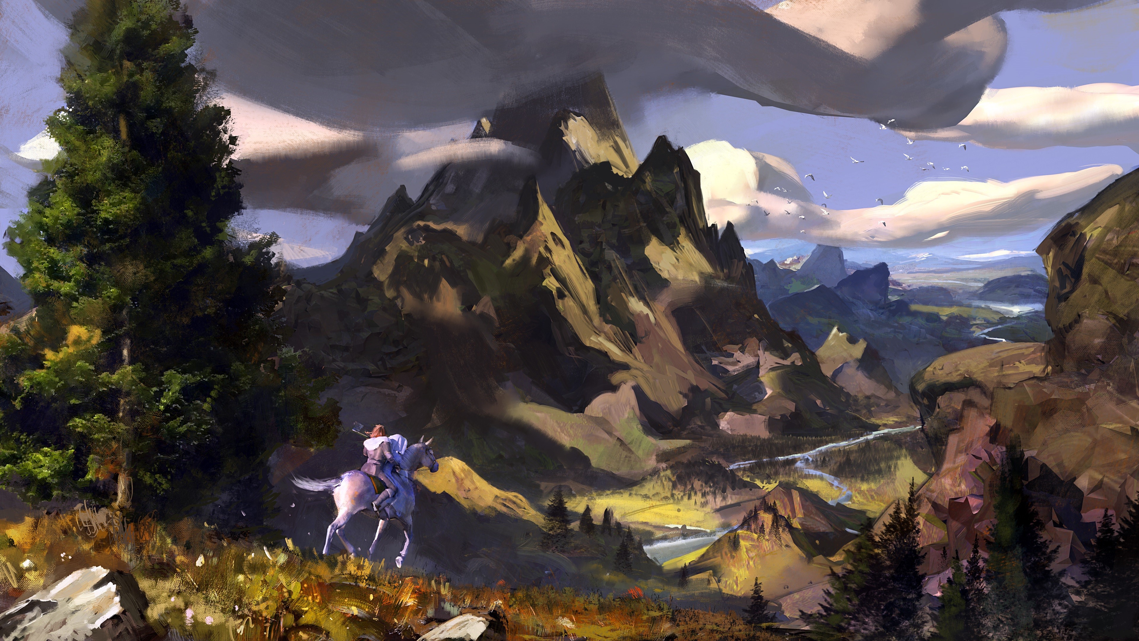 Man on horse in mountains HD Wallpaper
