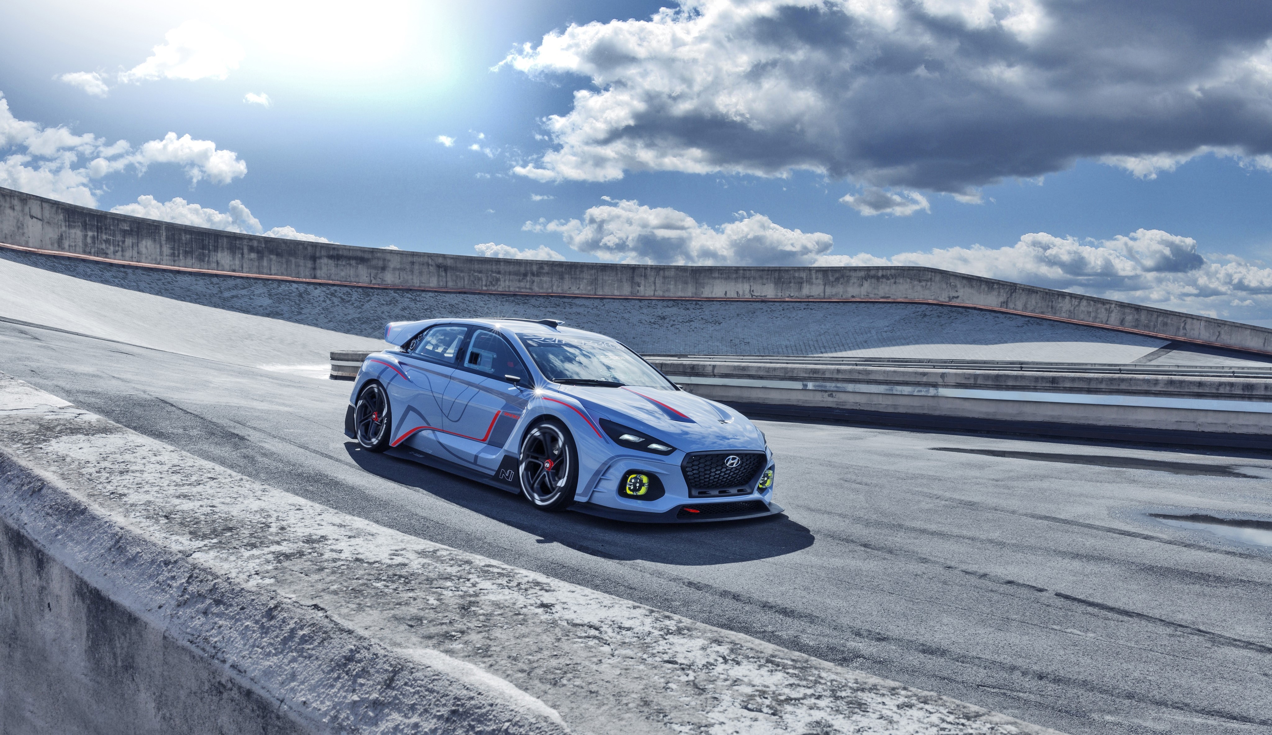 Hyundai RN30 Concept car on a race track HD Wallpaper