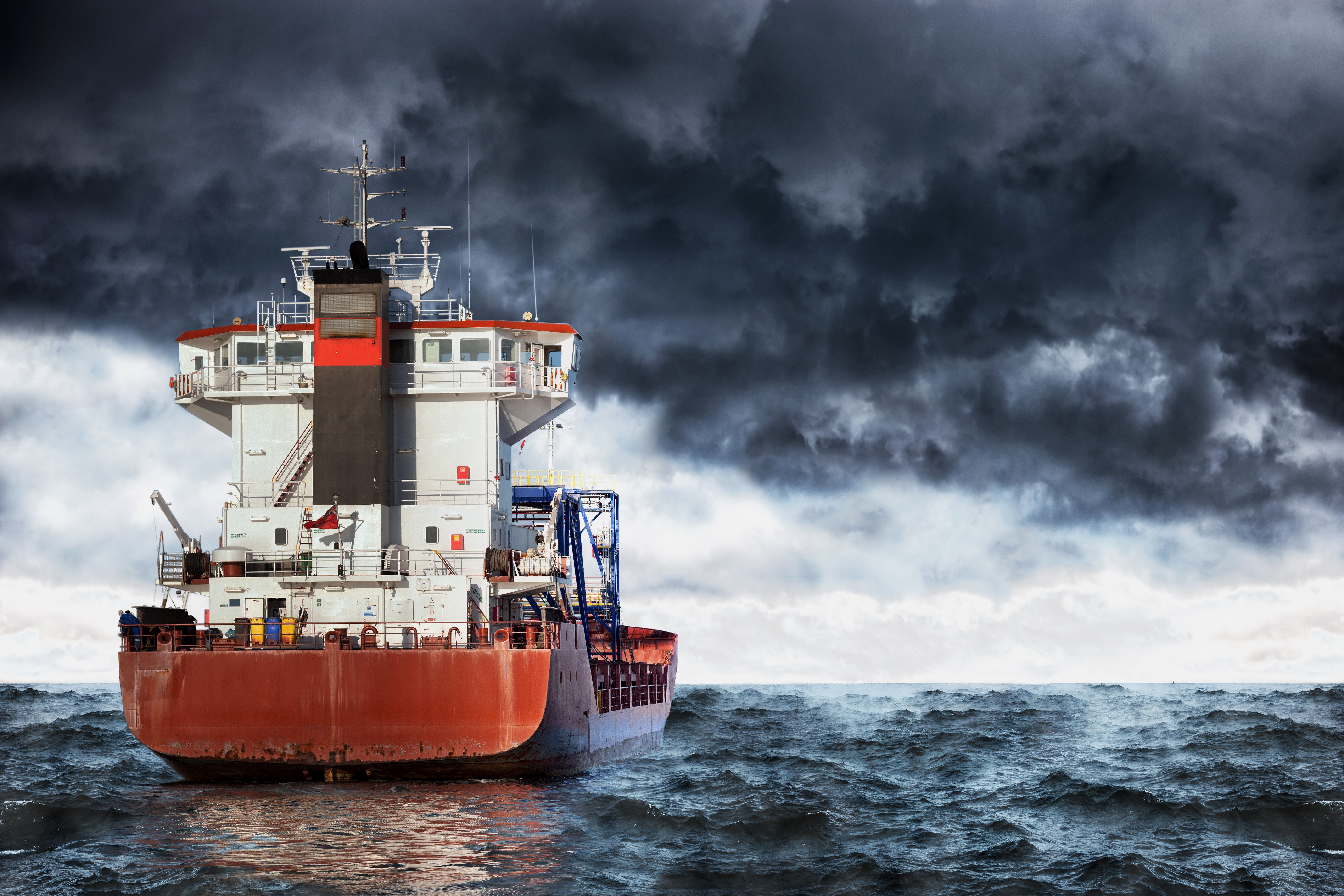 Tanker ship on stormy seas HD Wallpaper