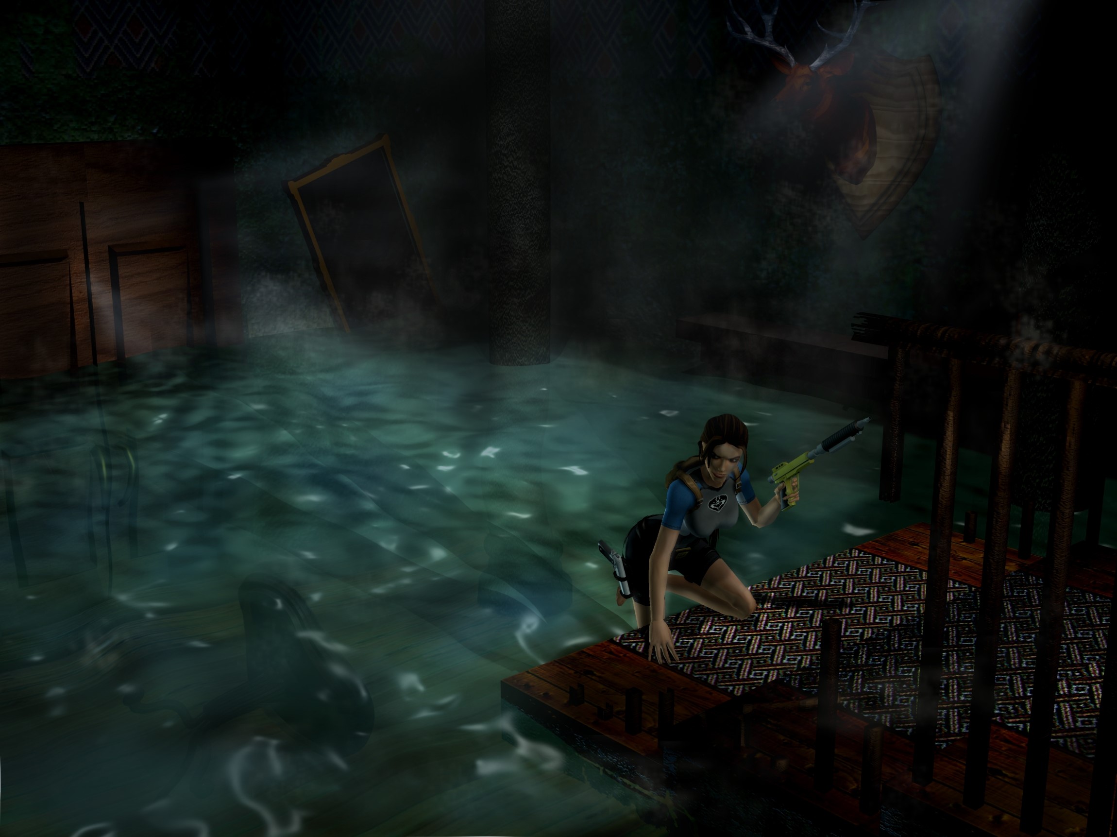 Lara Croft from Tomb Raider Underworld in flooded room HD Wallpaper