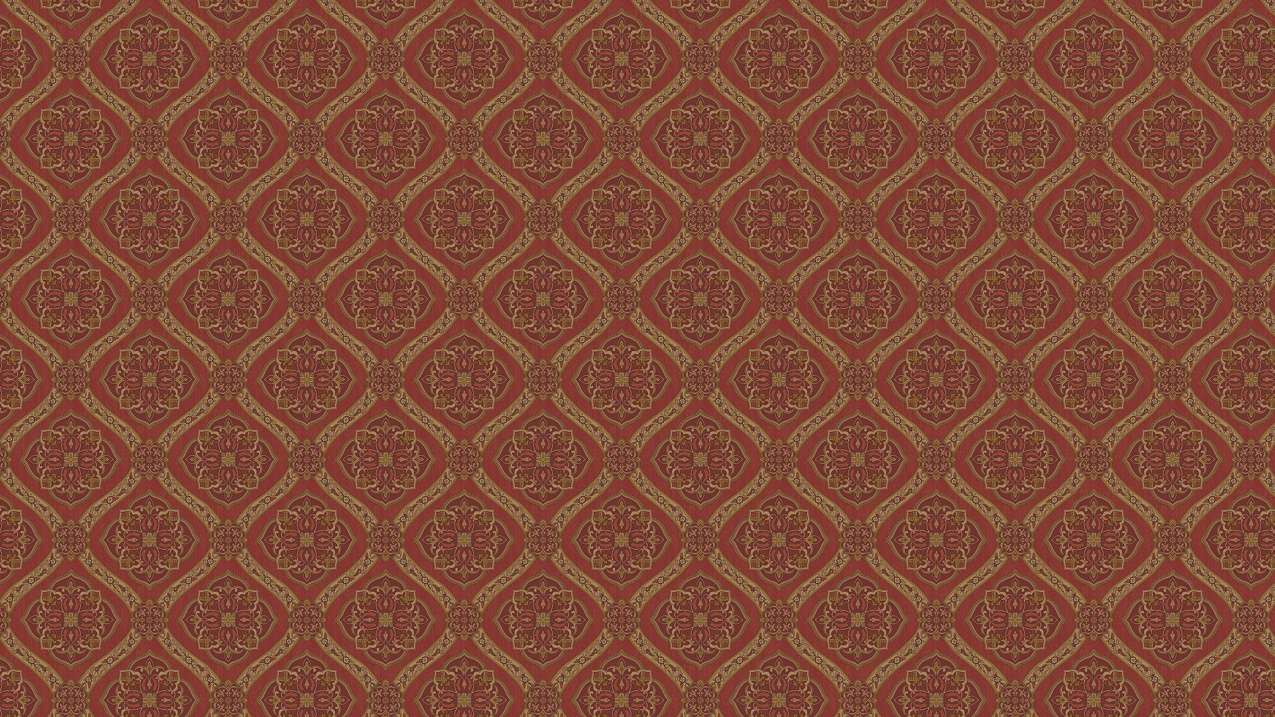 Red and gold ornate damask pattern HD Wallpaper