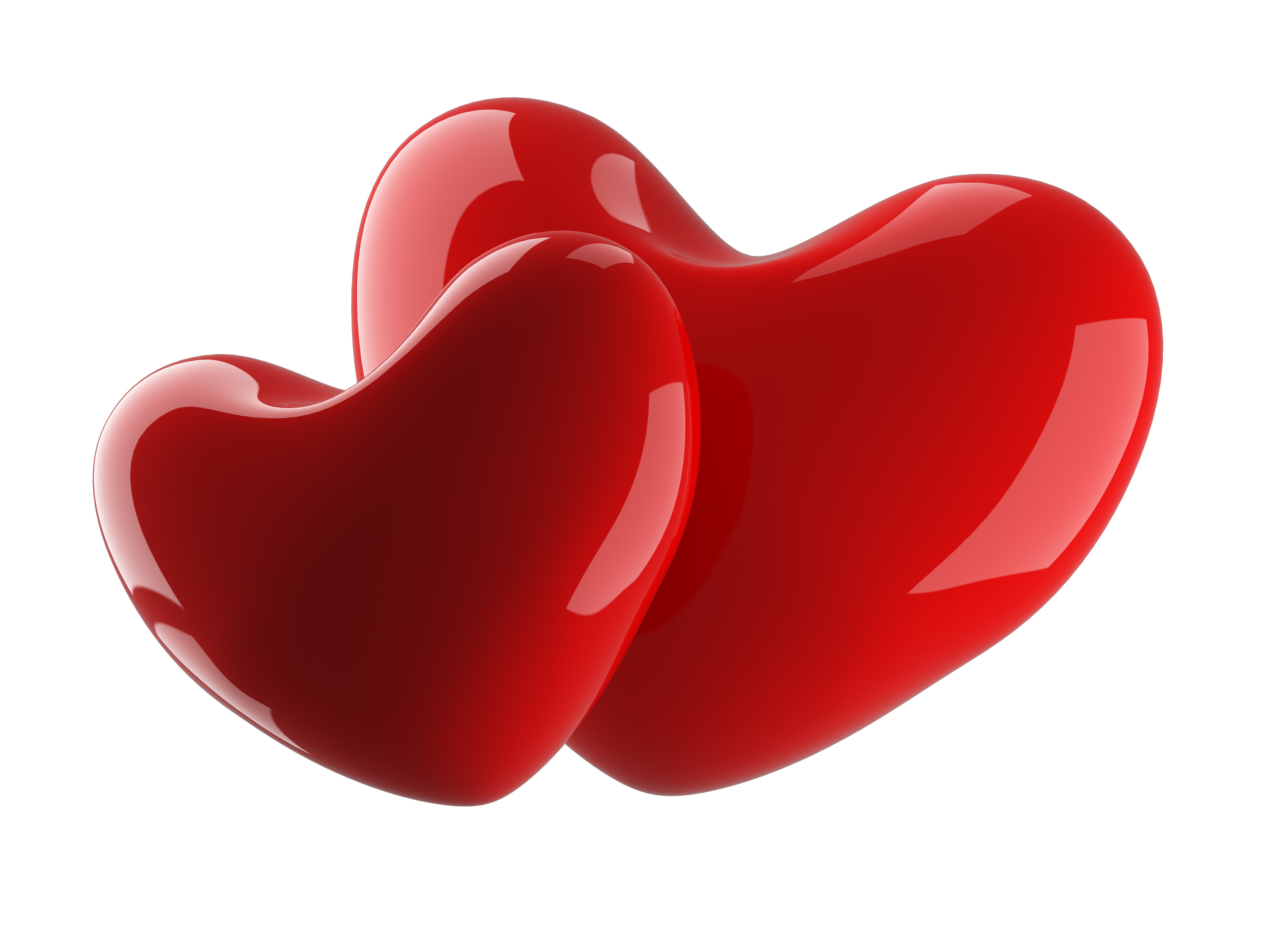 Two Red Hearts on White Background HD Wallpaper