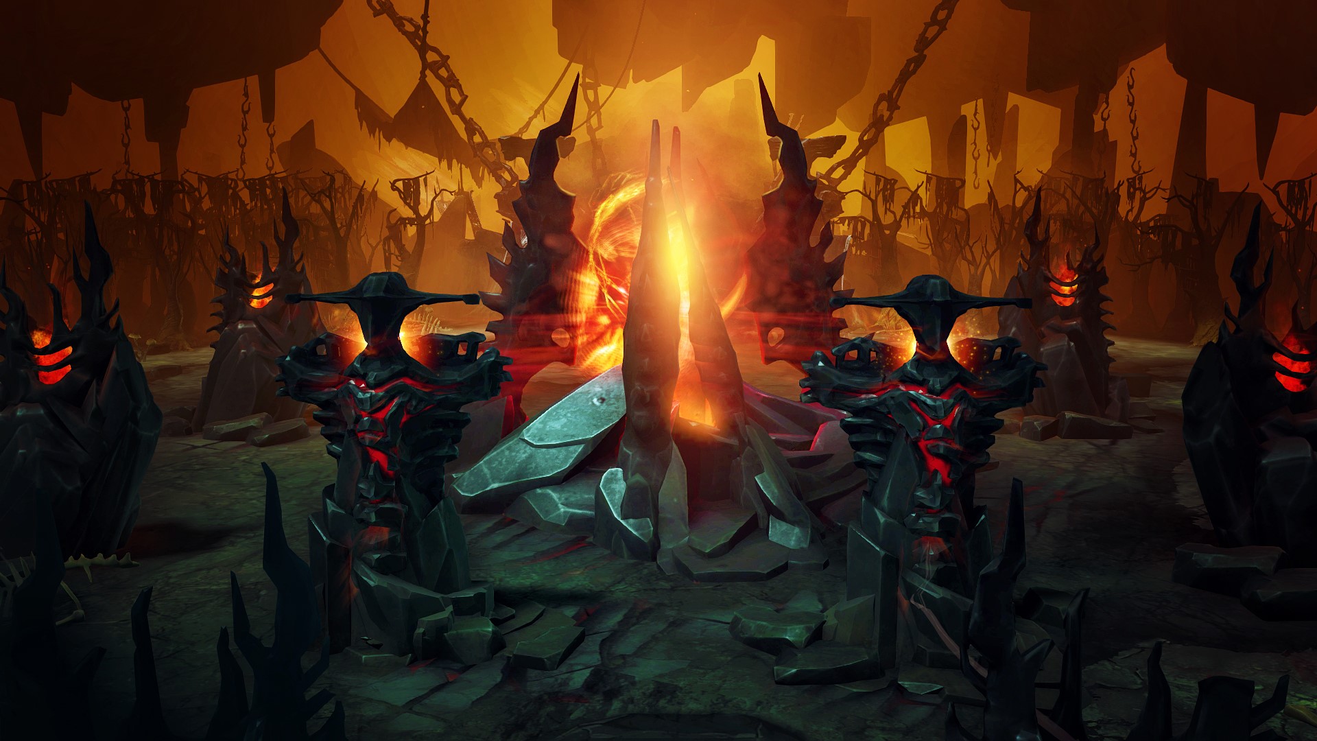 Dota 2 Hellish Throne Room with Magic Portal HD Wallpaper
