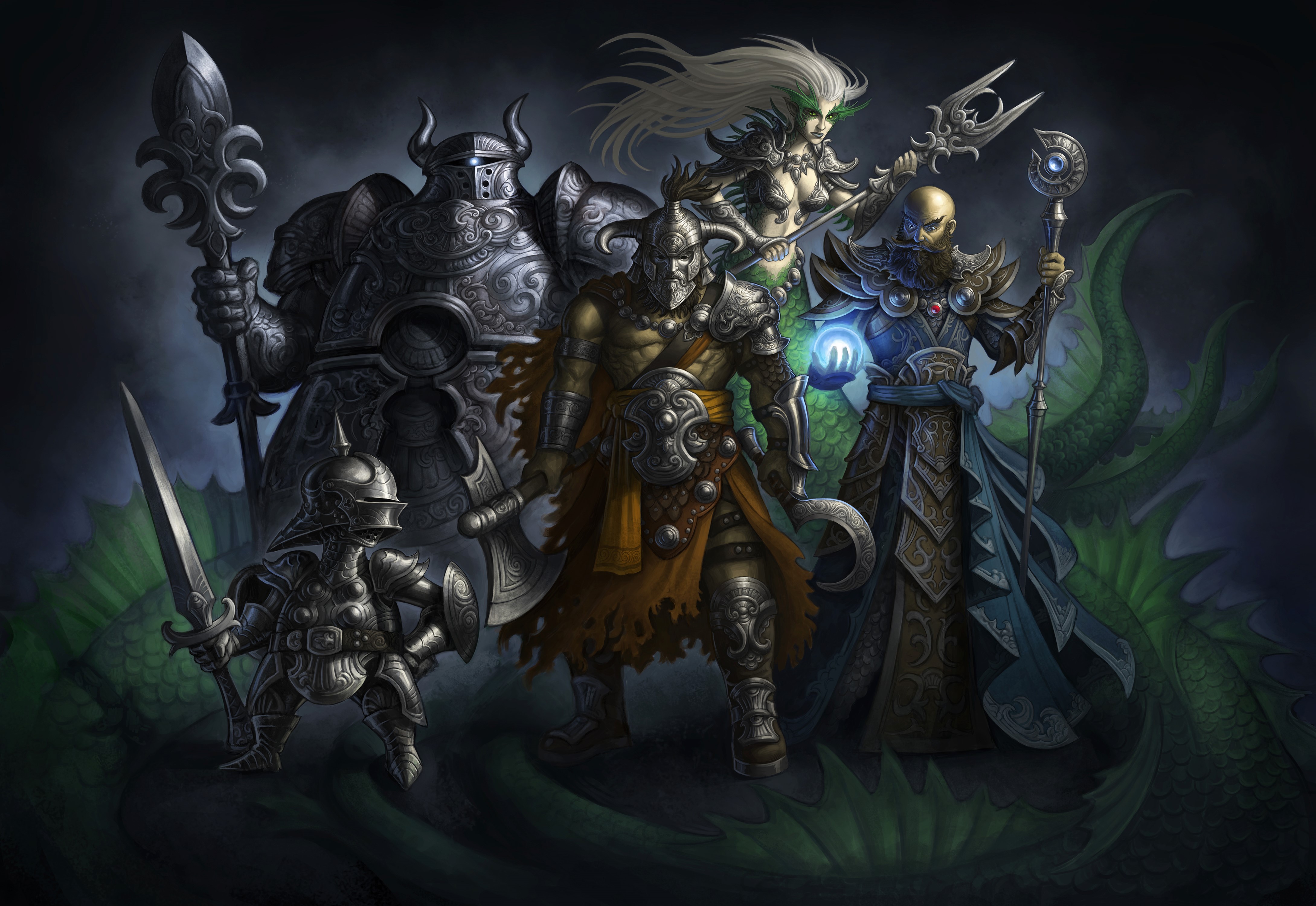 Heroes and Villains with Armor and Weapons HD Wallpaper