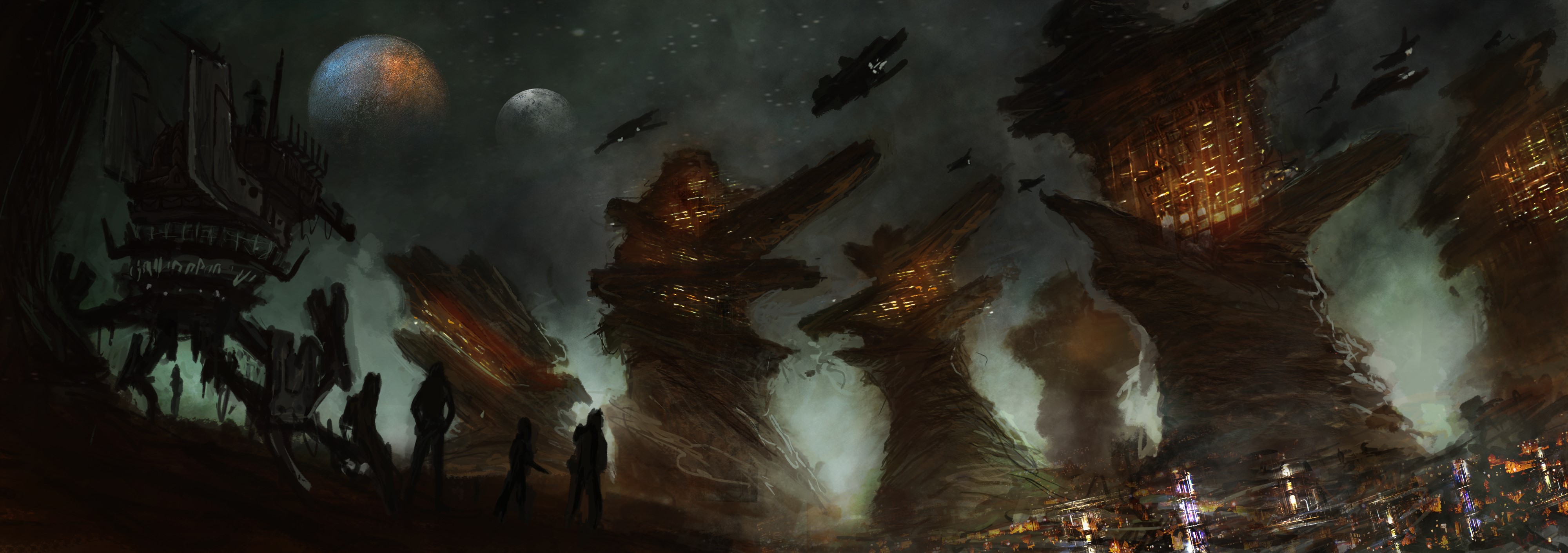 4K Fantastic World Sci-Fi Cityscape HD Wallpaper