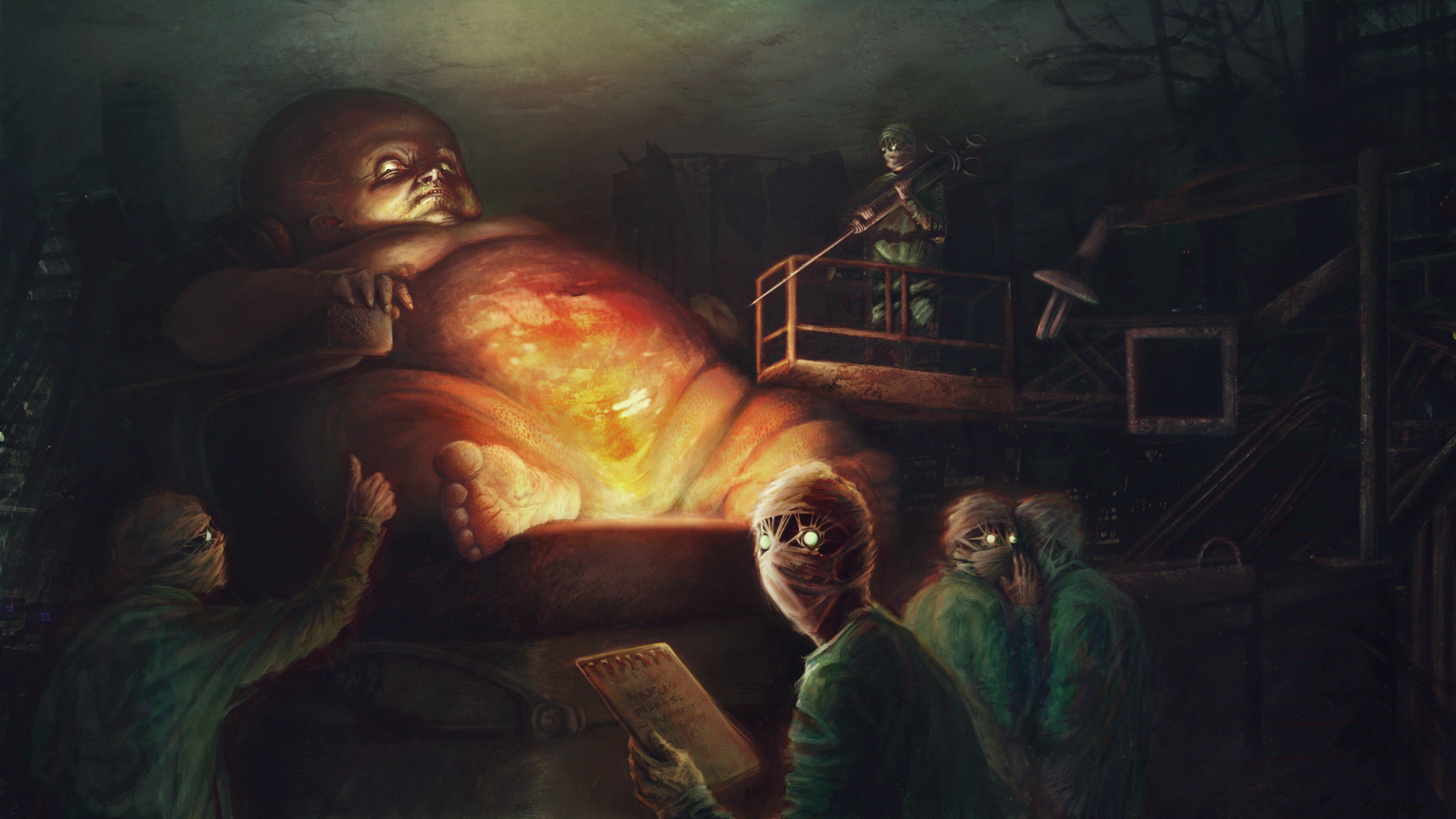 Monsters in a dark laboratory HD Wallpaper